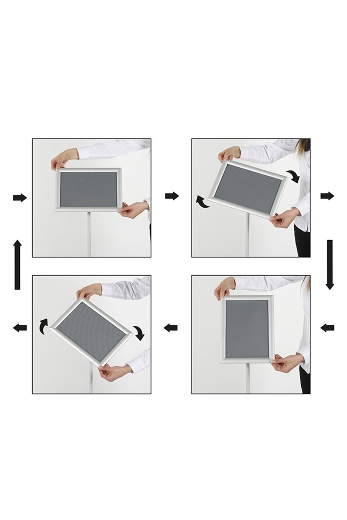ÖzgürceSeç-A4 (21x30) Telescopic Stand Single Sided Menu Information Direction Board (Black) 7
