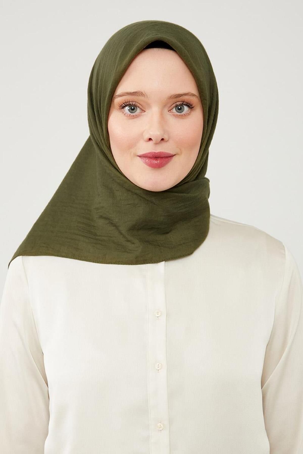 روسری سبز پنبه لوکس خاکی ساده Levidor