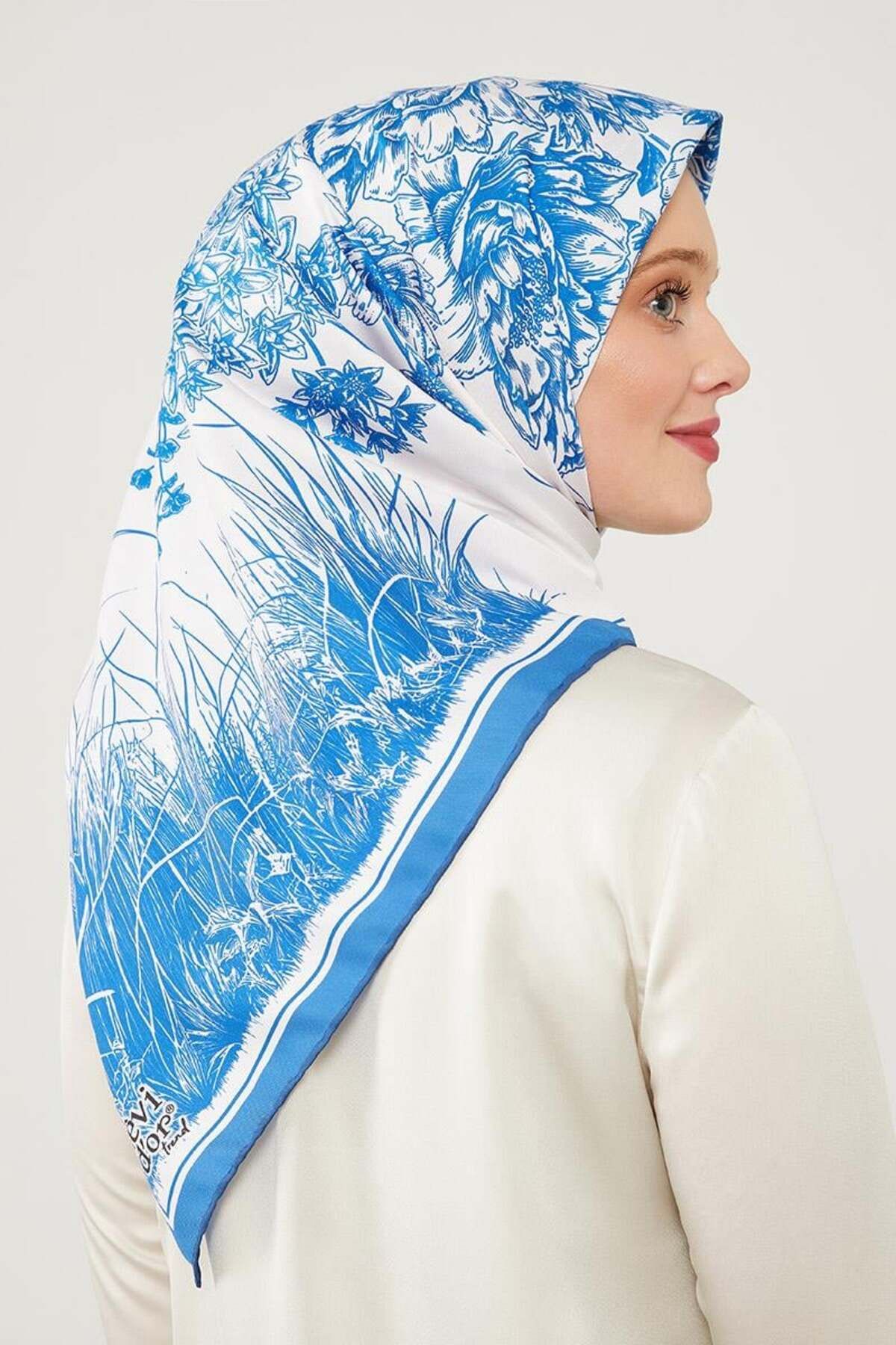 روسری آبی Twill Trend اورجینال Levidor