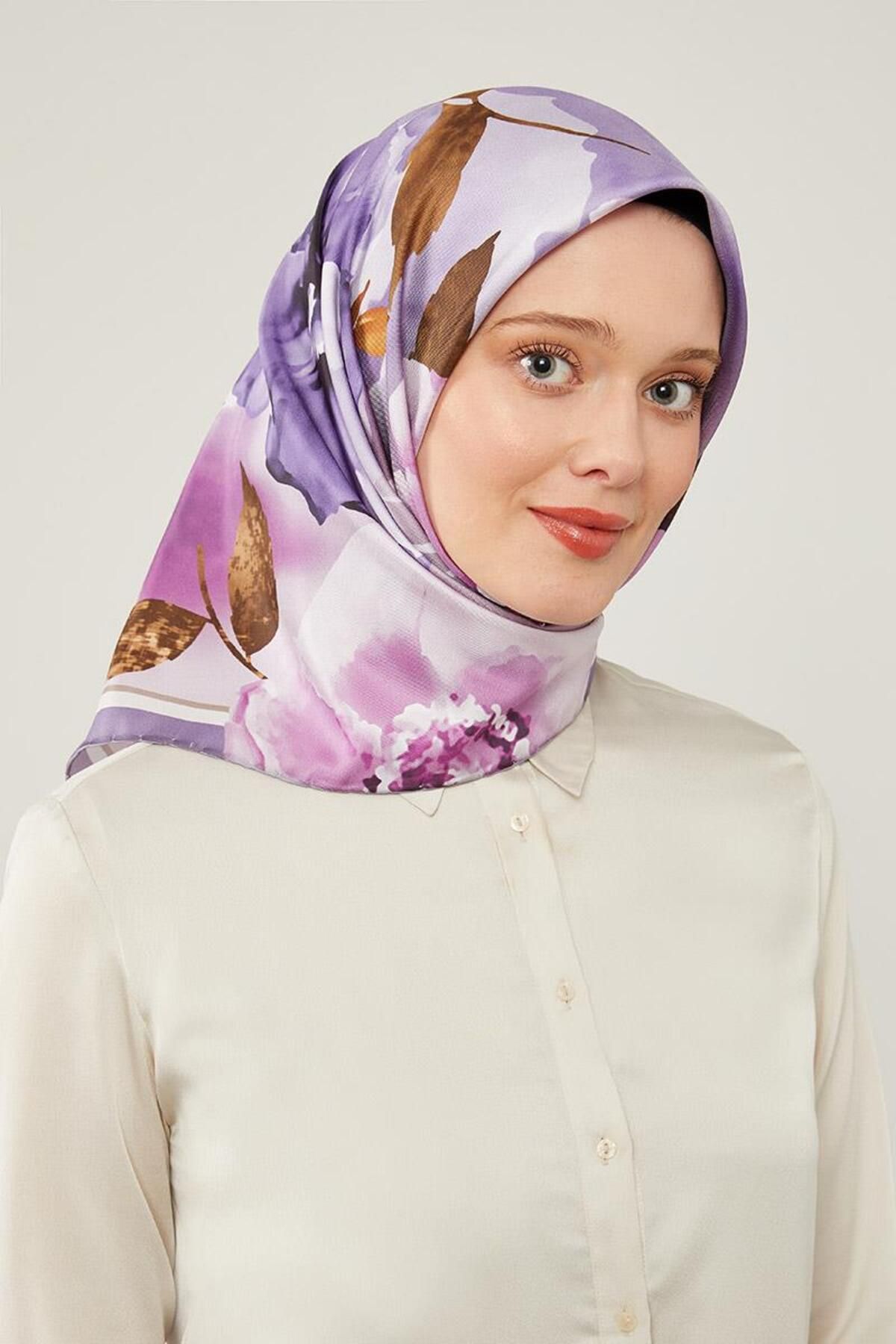 روسری بنفش Twill Trend الگوی گل Levidor