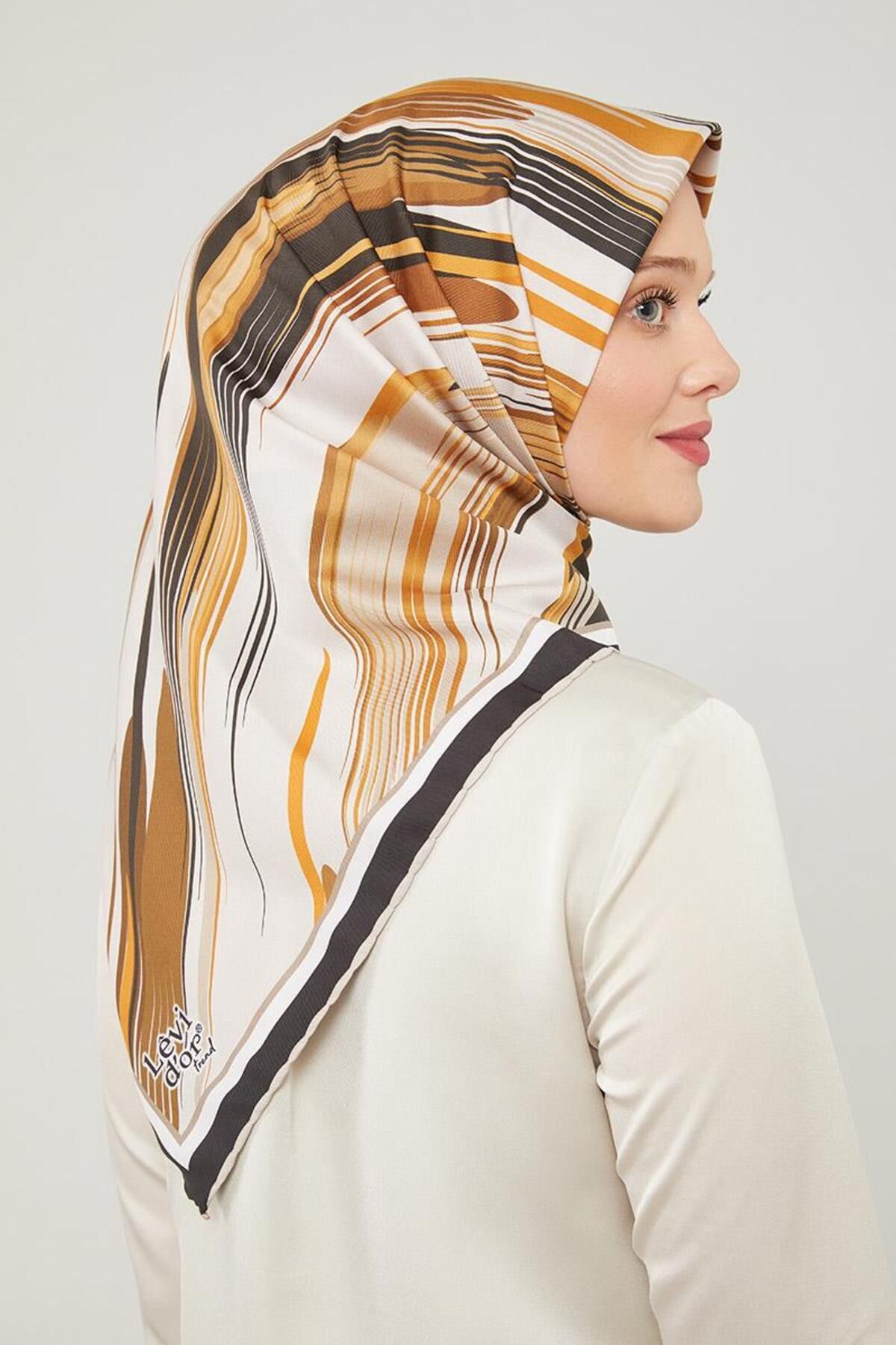 روسری مشکی Twill Trend الگوی راه سیاه Levidor