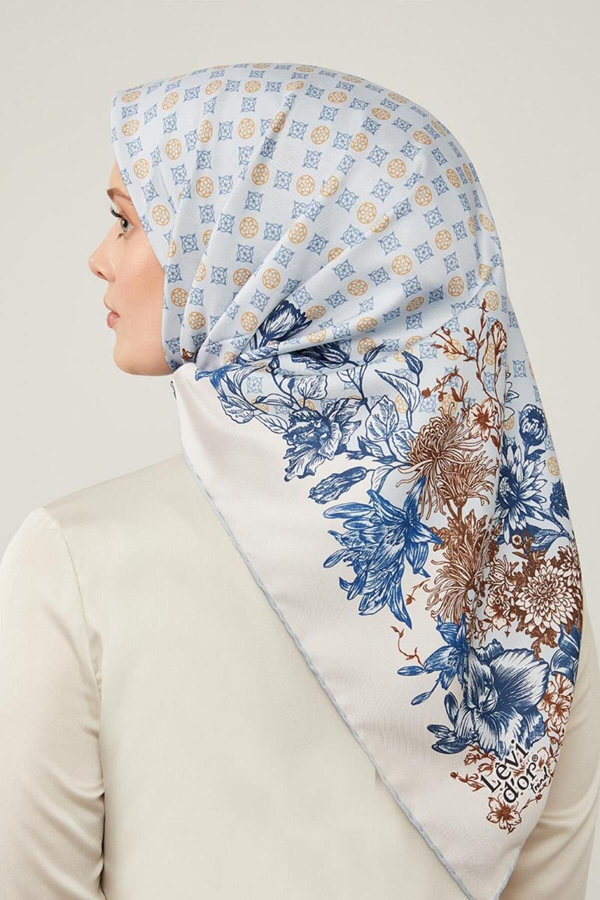 روسری آبی Twill Trend اورجینال Levidor