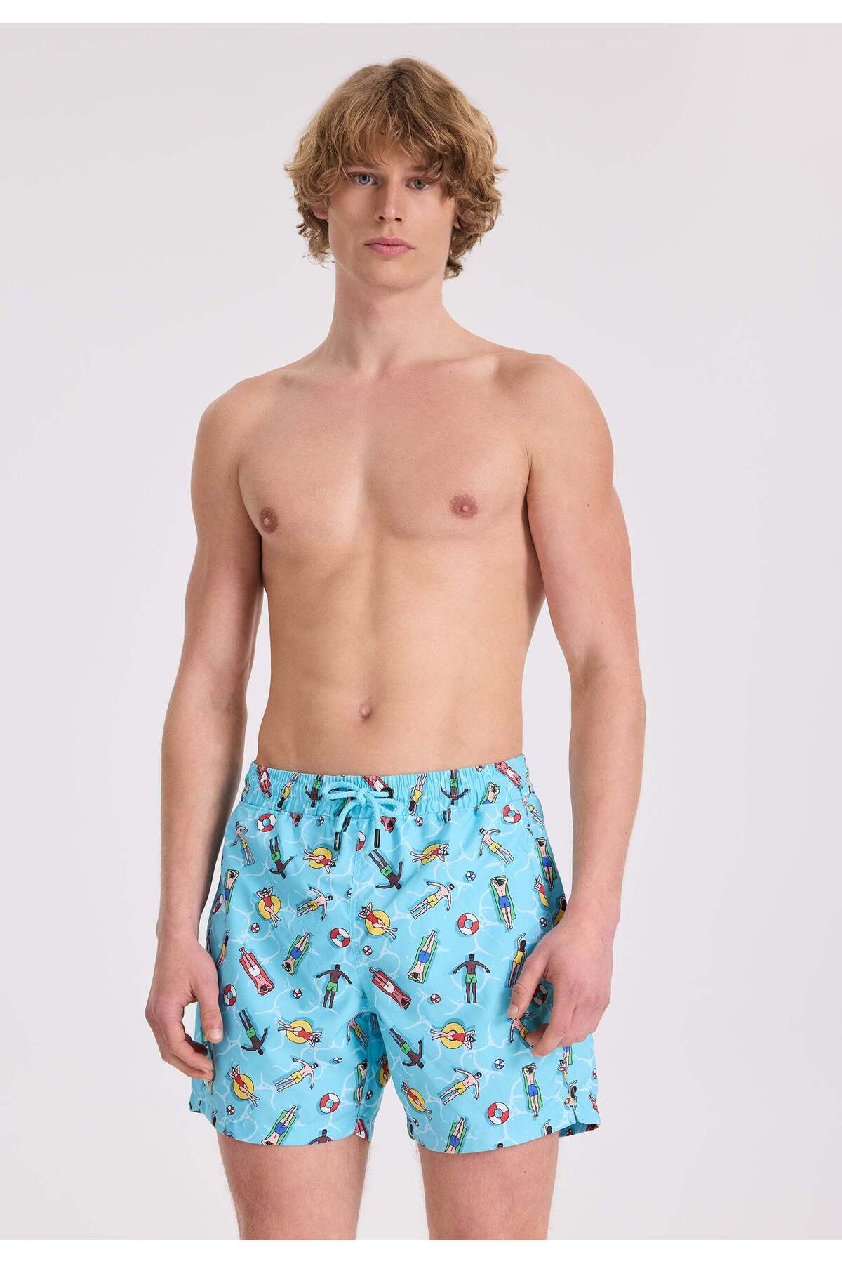 Blue Pool Printed Regular Fit Men's Sea Shorts WMICON
