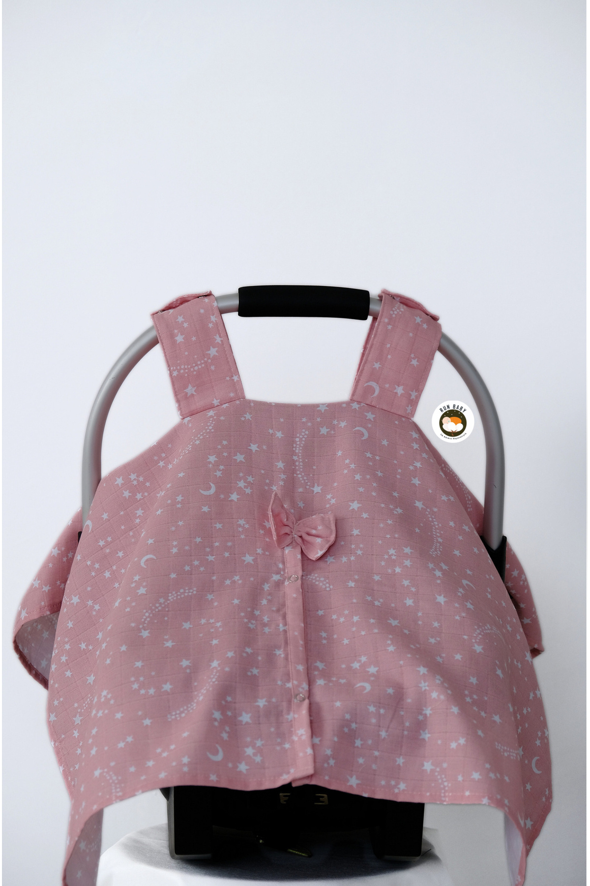 runbaby Run Baby Müslin Kumaş çıt Çıtlı Puset Örtüsü (PEMBE YILDIZ) 75x100cm fotoğrafı 2 (önizleme)