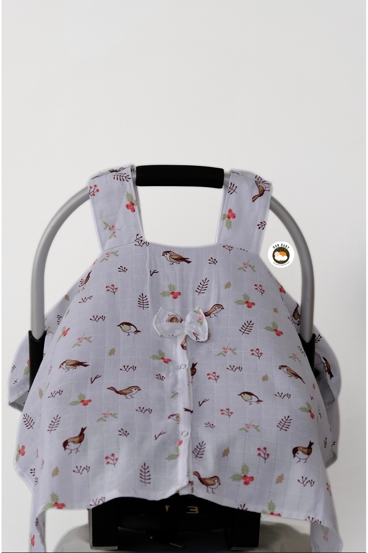 runbaby Run Baby Müslin Kumaş çıt Çıtlı Puset Örtüsü (KUŞ DESENLİ) 75x100cm fotoğrafı 2 (önizleme)