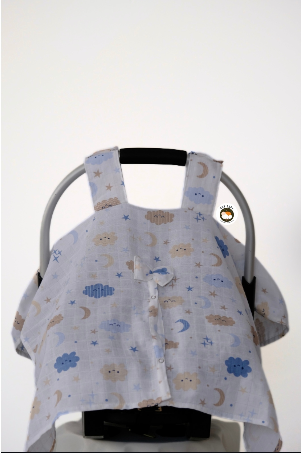 runbaby Run Baby Müslin Kumaş çıt Çıtlı Puset Örtüsü (BULUTLU DESEN) 75x100cm fotoğrafı 2 (önizleme)