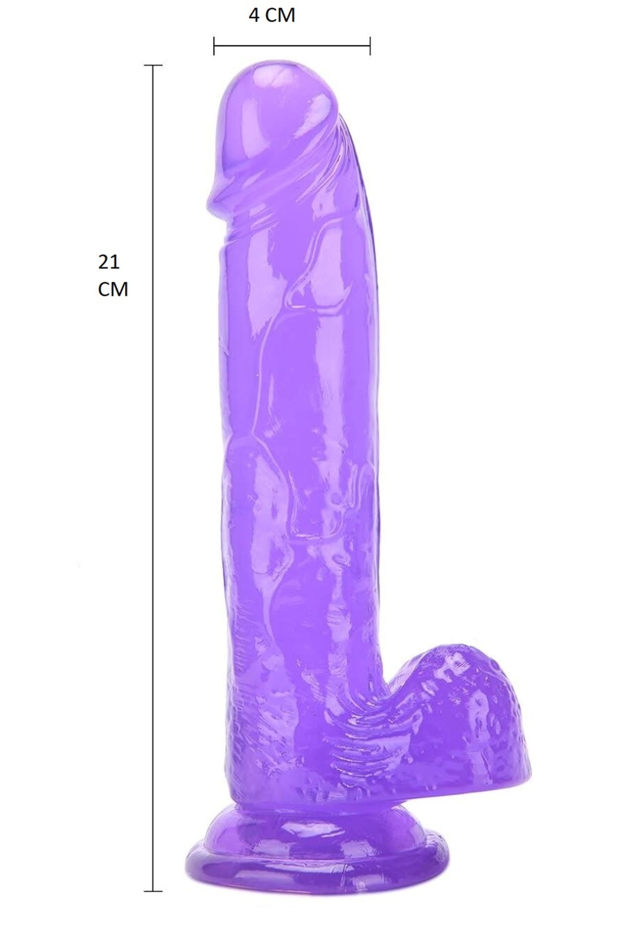 21 Cm Mor Jel Yumuşak Gerçekçi Esnek Dokuda Tasarlanan Penis Güçlü Vantuzlu Yapay Dildo 3