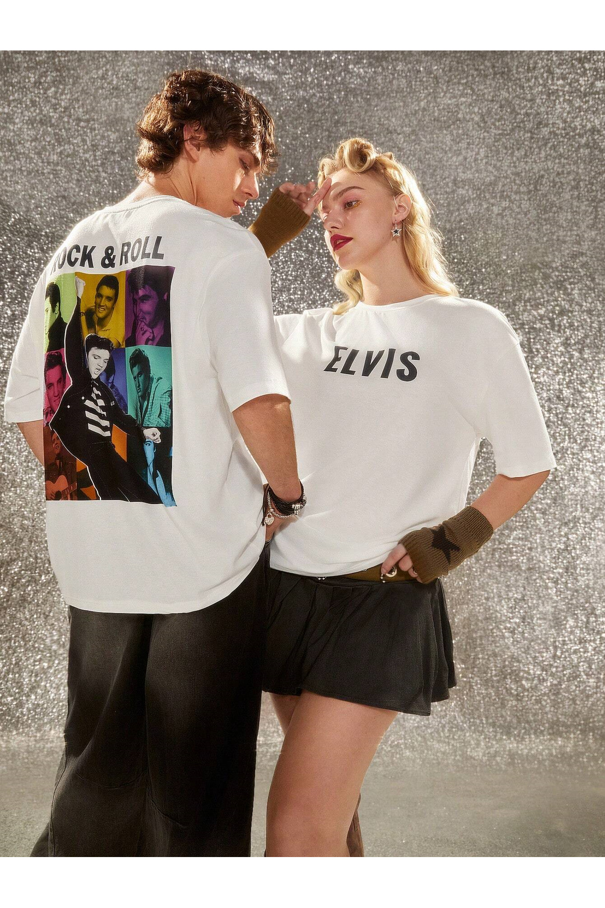 T-shirt- ELVİS PRESLEY Printed Oversized Crew Neck Short Sleeve T-Shirt