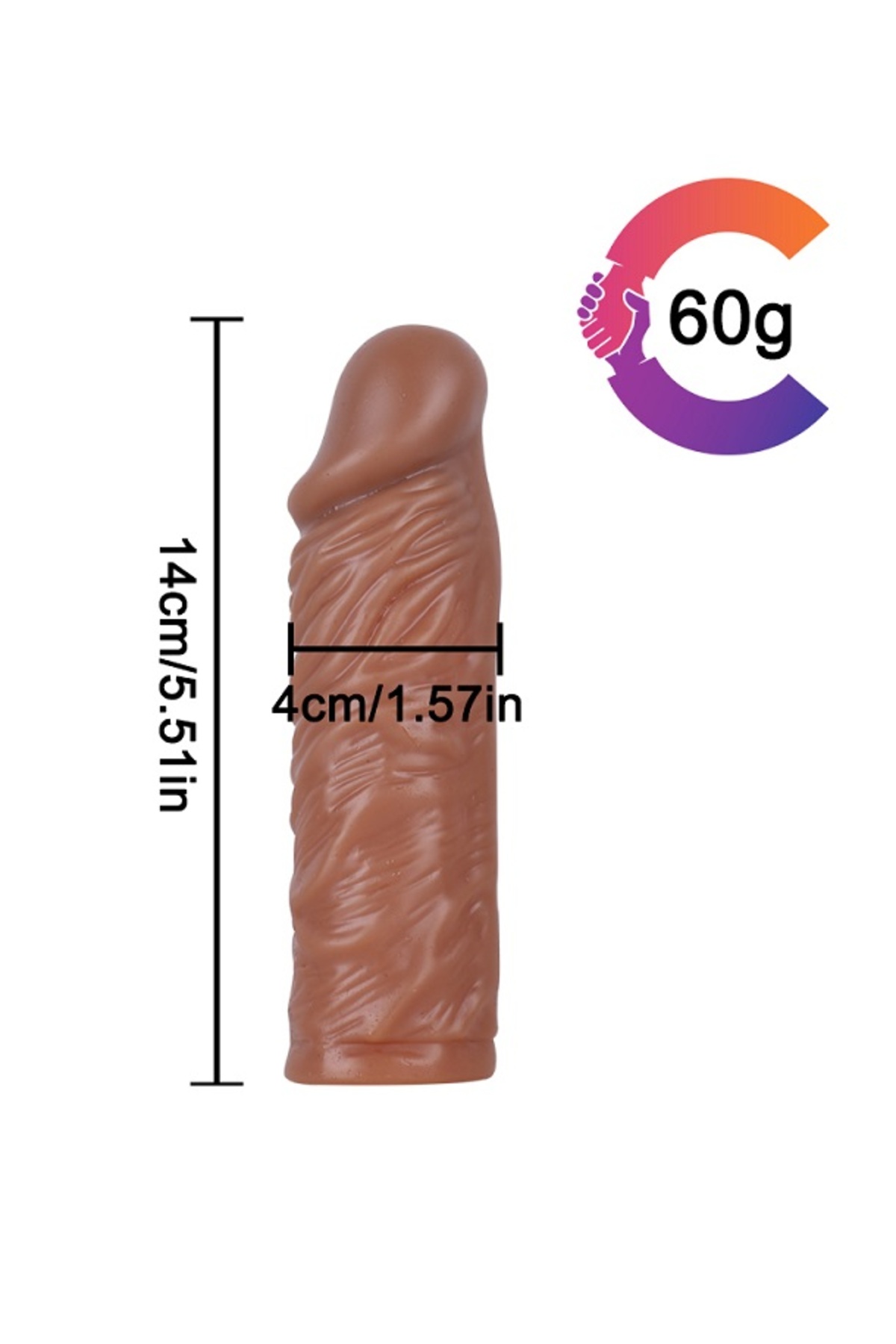 14 cm boyunda damarlı Esnek silikon penis kılıfı ve titreşimli Penis Halkası 2