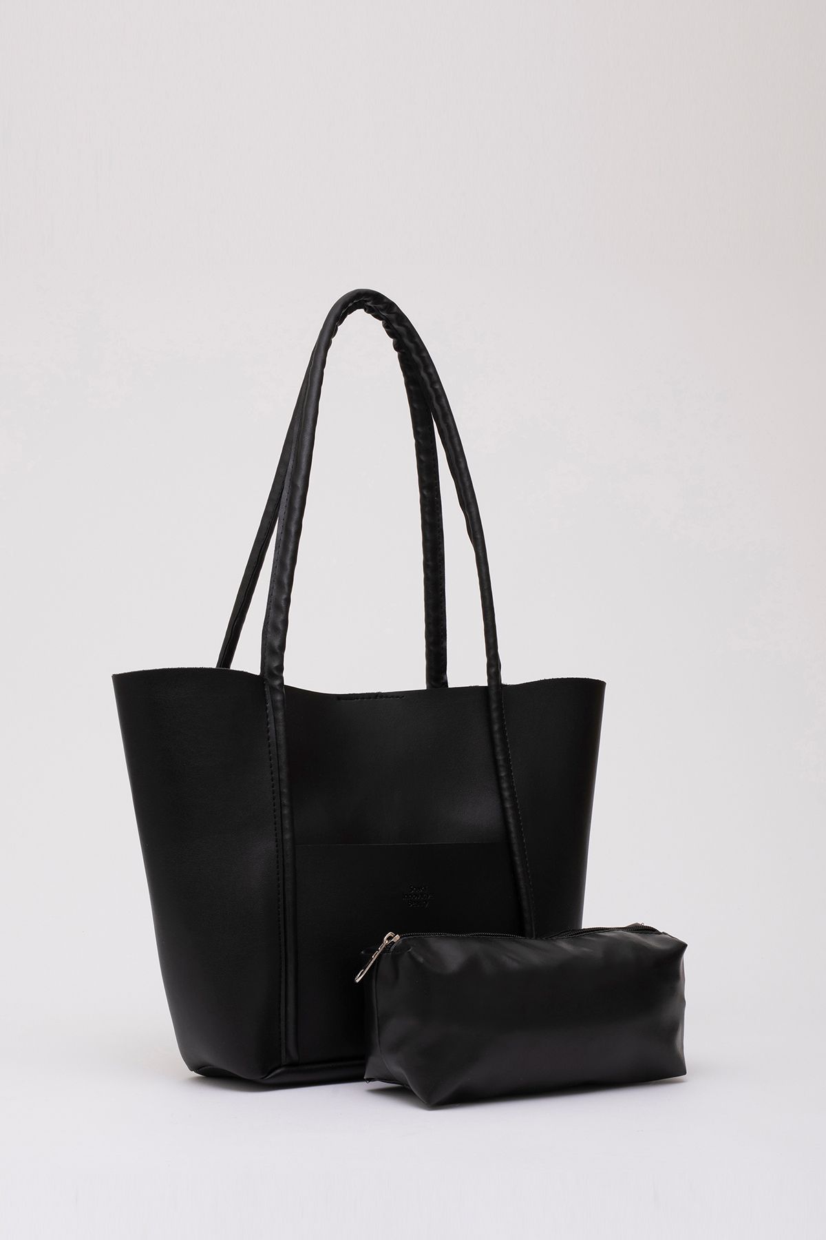 black shk80 faux leather oversized arm and shoulder bag with front pocket snap fastener make up bag l 26 e 40 w 8