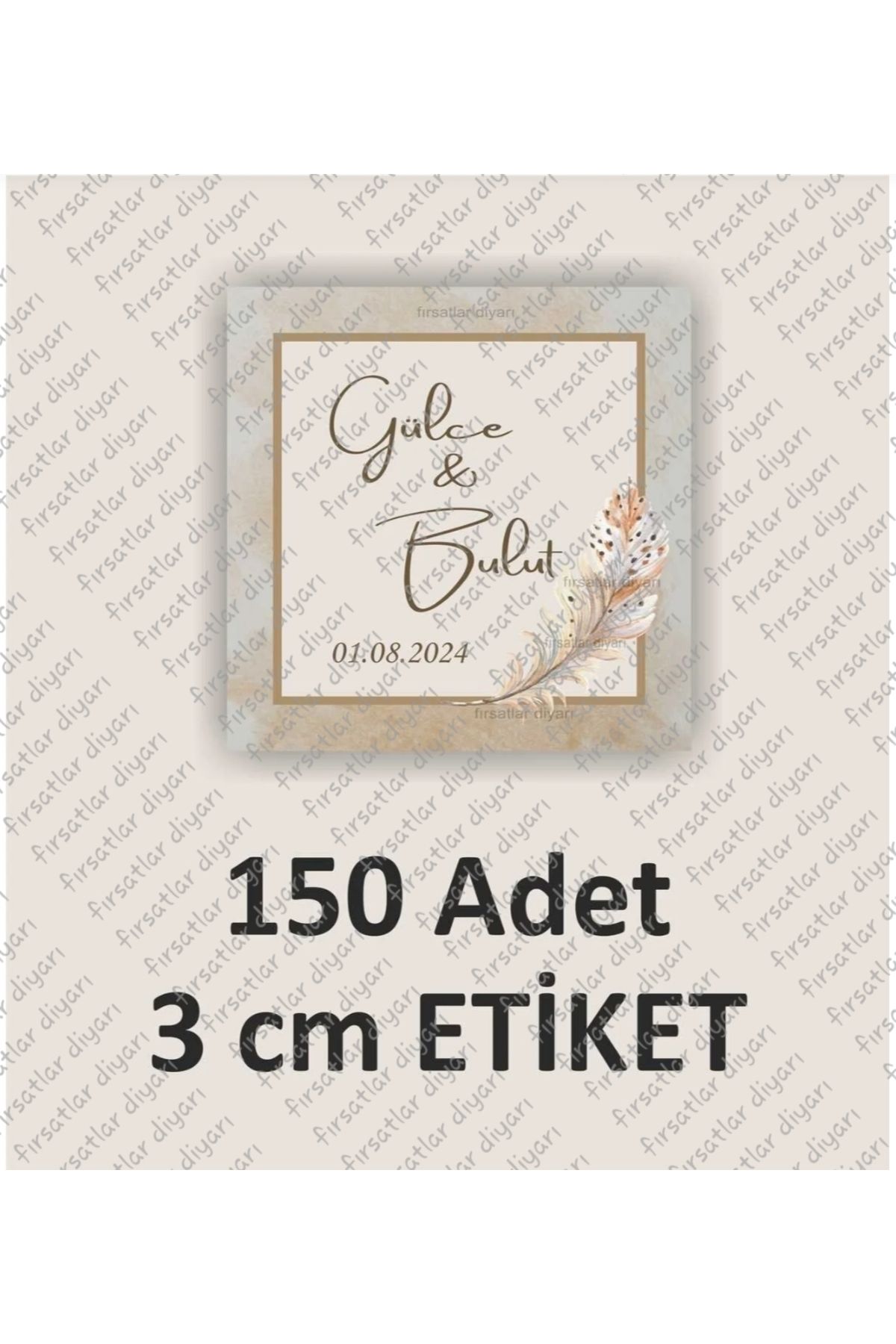 fırsatlar diyarı Autocolant Cu Etichetă Pentru Cadou De Nuntă Pentru Logodnă Cu Henna - Formă Pătrată 3 Cm - 150 Buc. - One Size