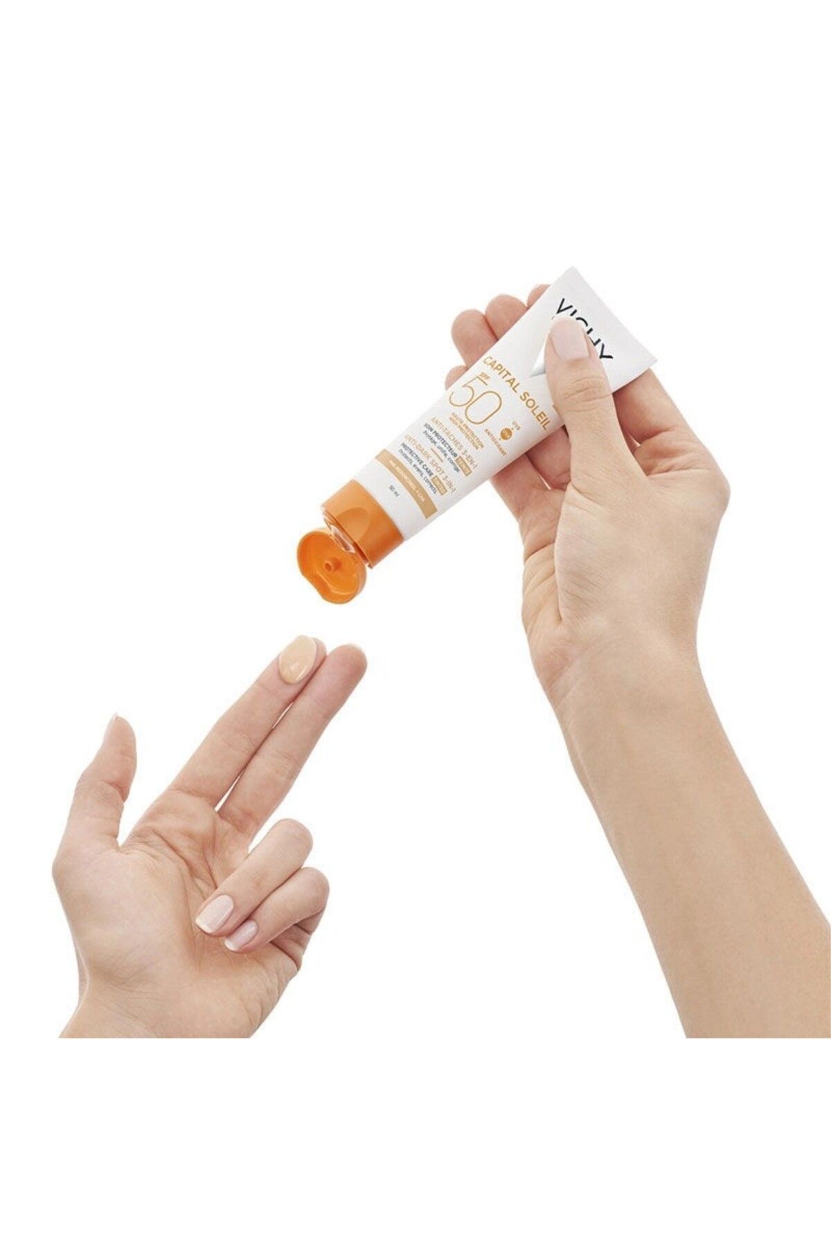 ضد لک های پوستی Capital Soleil-SPF50+ 3-ضد آفتاب رنگی صورت ضد لک با ویتامین E 50 میلی لیتری Vichy