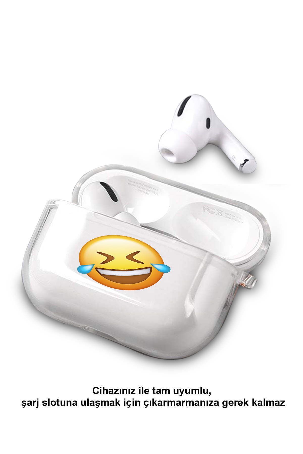 PrintiFy-Transparent Silicone Case with Emoji Design Compatible with Apple Airpods Pro 2 - C 4