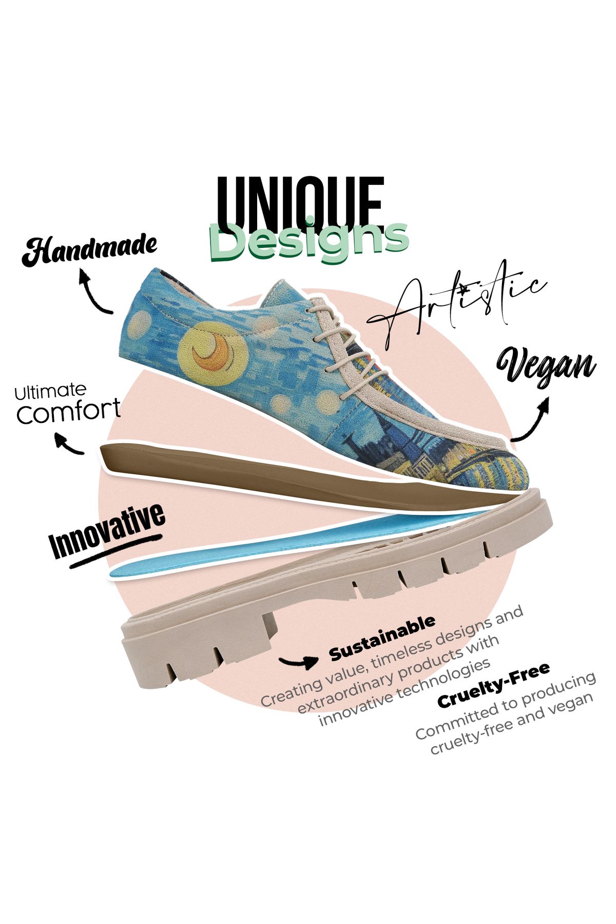 Dogo-Γυναικείο Vegan Blue Loafer - Σχέδιο Sea Sparkles 7