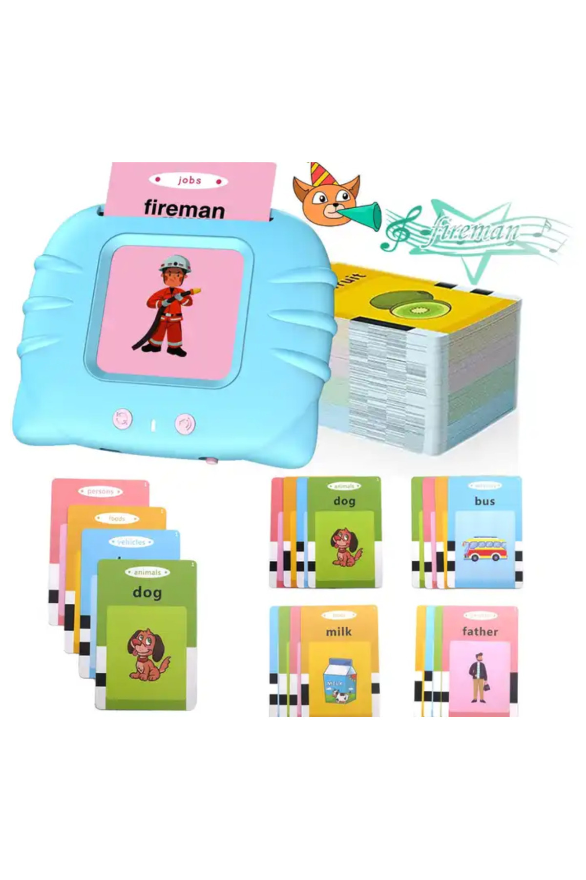Playlab Erken Eğitim Ingilizce Sesli Flash Kartlar + Hytech USB - Mavi fotoğrafı 4 (önizleme)