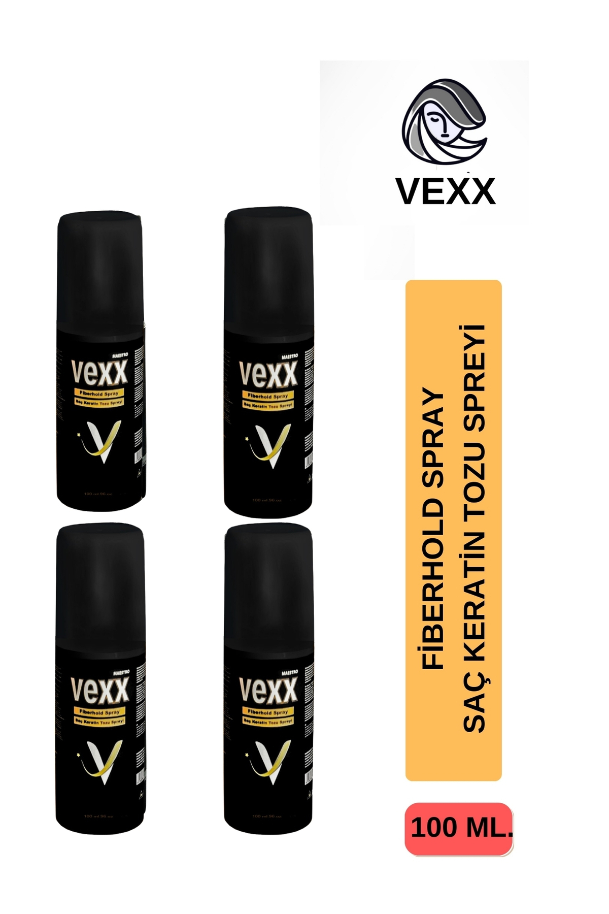 vexx maestro Vexx Sabitleyici Sprey (4 Adet) Saç Tozu Topik Hair Fiber Saç Fiber 100 Ml. Sprey — 060785vex