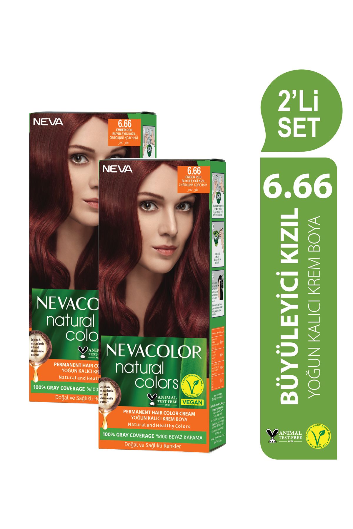 Neva Color Natural Colors НАБОР 2 шт. 6,66 FASCINATING RED Набор перманентных крем-красок для волос OTR052 NATURAL 6,66