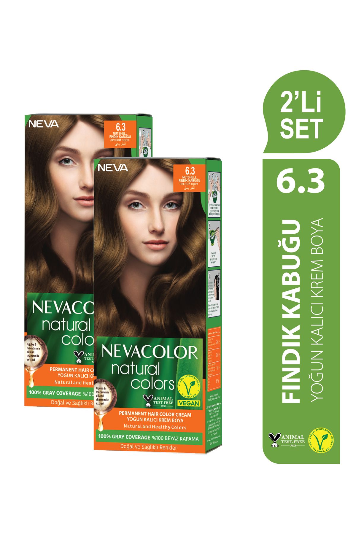 Neva Color Natural Colors НАБОР 2 шт. 6.3 Набор перманентных крем-красок для волос HAZELNUT SHELL OTR052 NATURAL 6.3