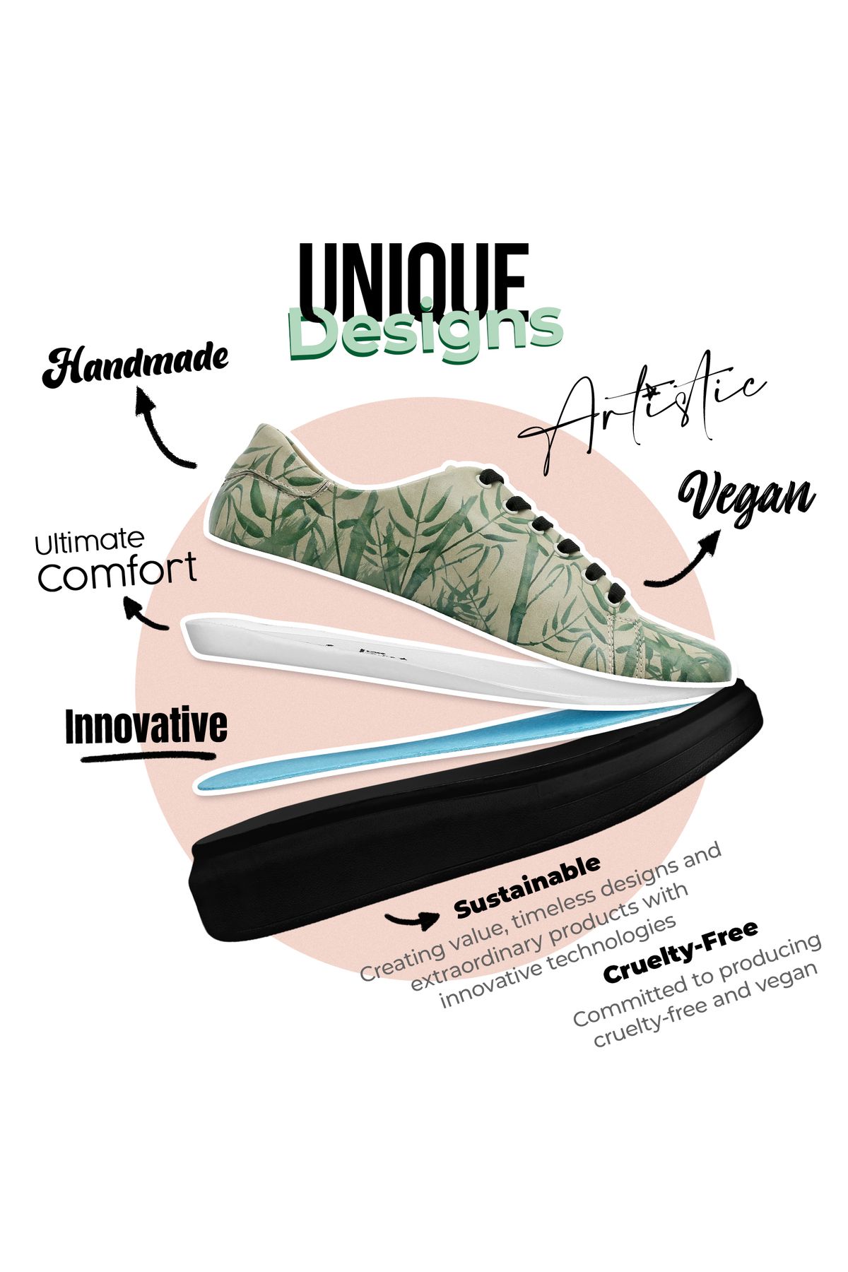 Dogo-Women's Vegan Leather Green Sneakers - Bamboo Lover Design 6