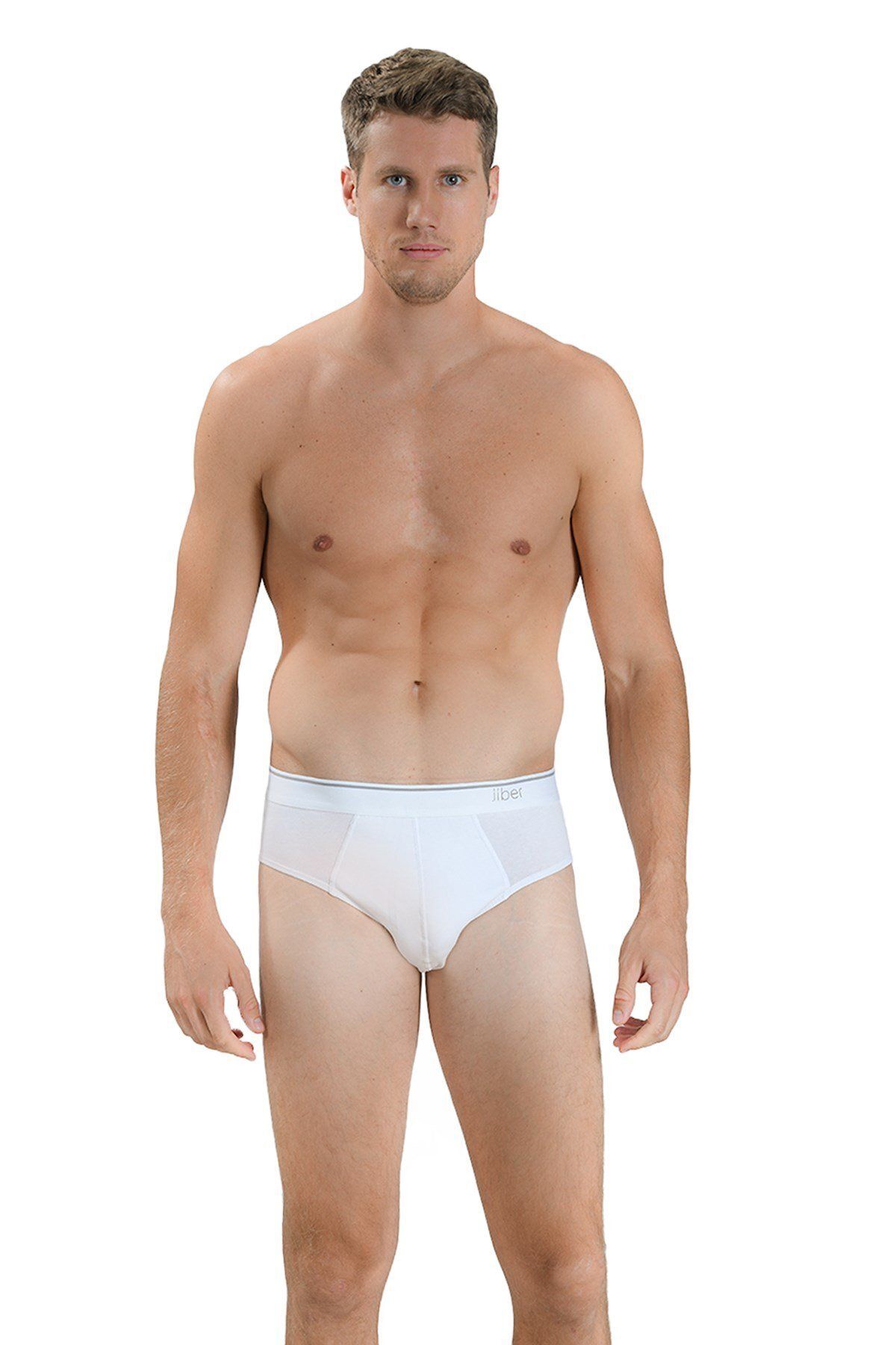 Erkek Beyaz Pamuklu Likralı 3'lü Slip 323