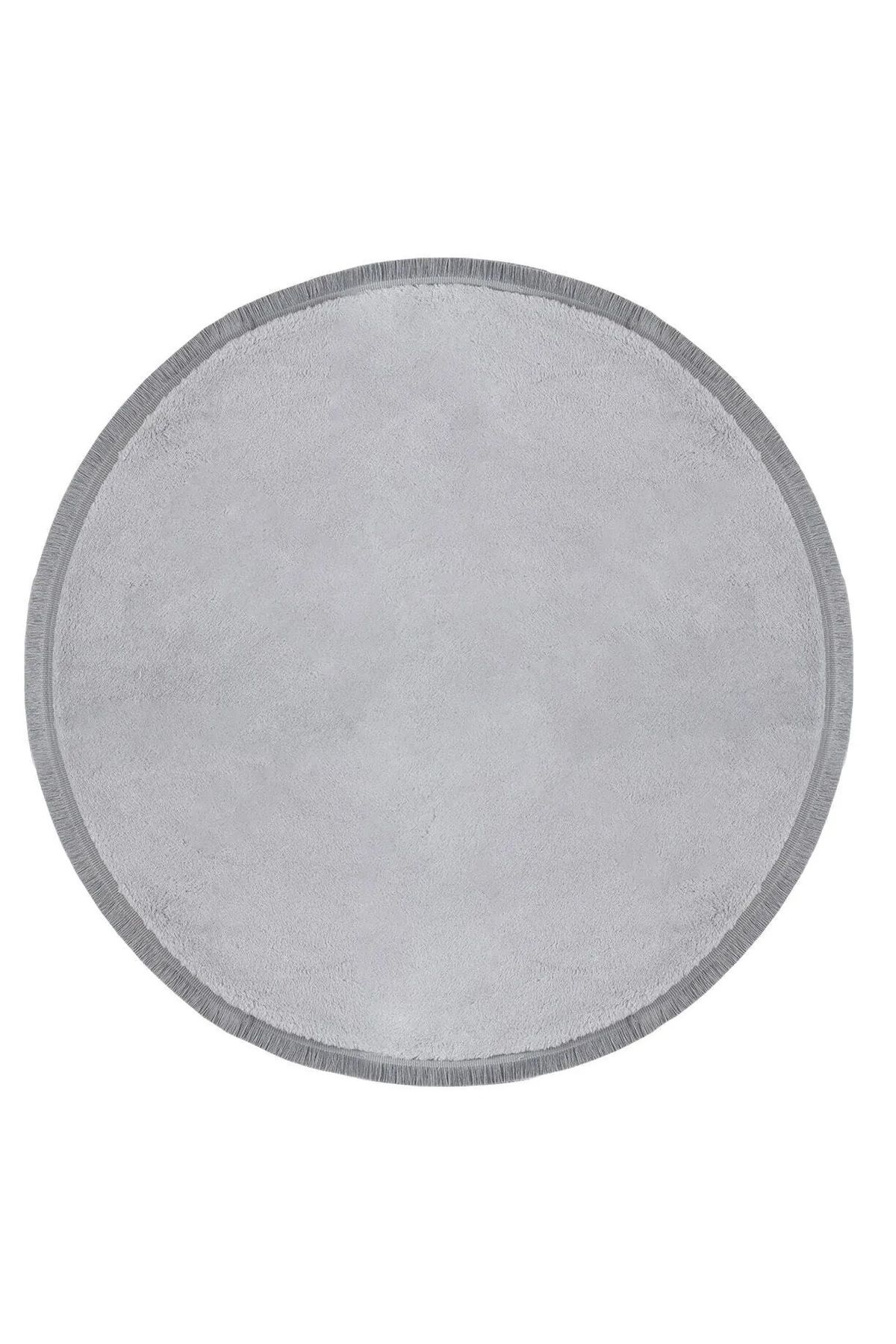 Guaj Home-Round Puffy Plush Mat, Plain Fringed Non-Slip Base Carpet 7 Colors Gj 1