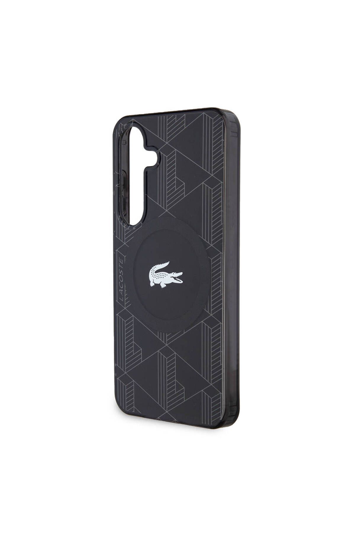 کاور و قاب مشکی سیاه Galaxy S24 سازگار مورد مجوز MAGSAFE DOUNDED LAWER CROCODILE LOGO MONOGRAM Lacoste