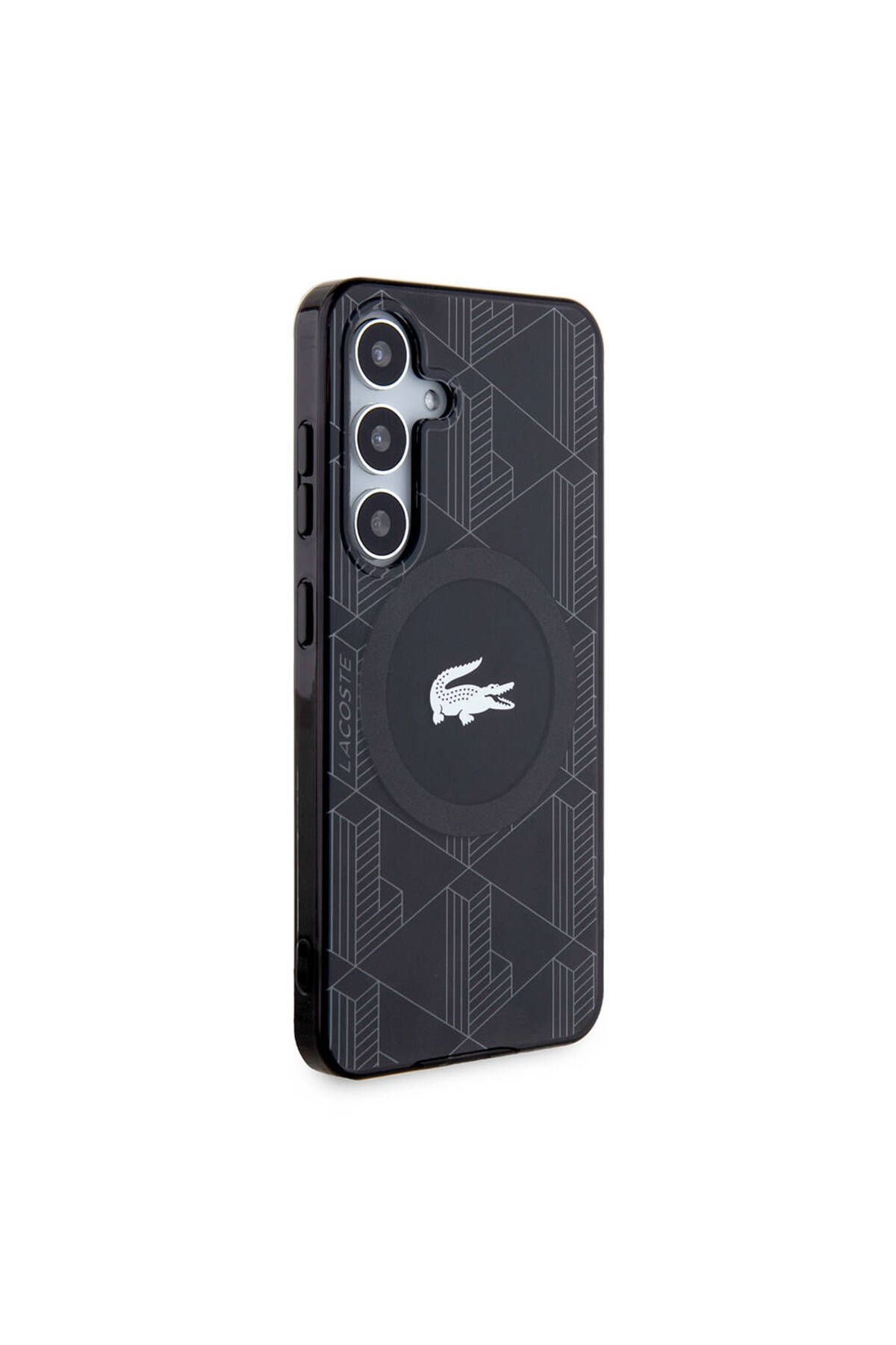 کاور و قاب مشکی سیاه Galaxy S24 سازگار مورد مجوز MAGSAFE DOUNDED LAWER CROCODILE LOGO MONOGRAM Lacoste