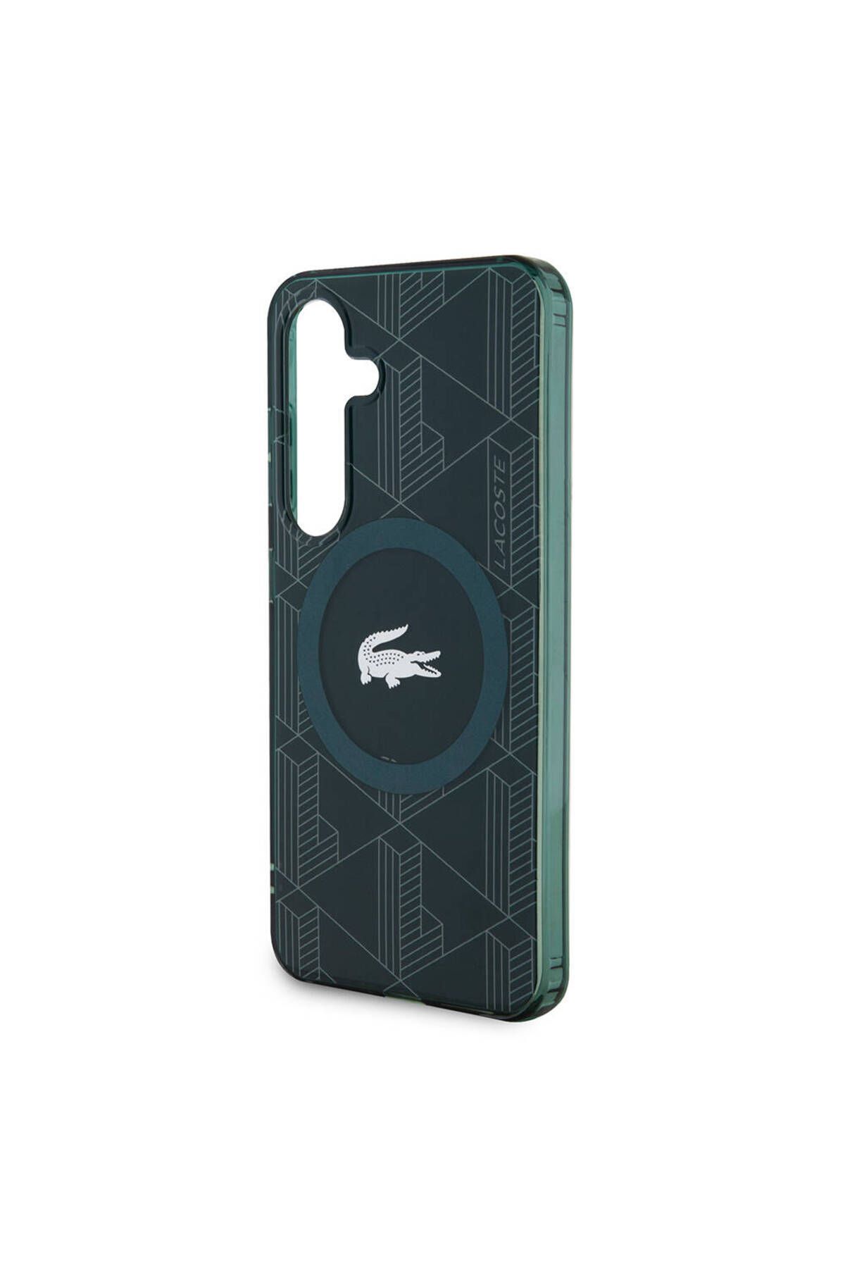 کاور و قاب سبز Galaxy S24 سازگار مورد مجوز MAGSAFE DOUNLE LYER CROCODILE MONOGRAM تیره GREEN Lacoste