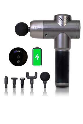 Relax Profesyonel Şarjlı 5 Başlıklı Vurmalı Titreşim Spor Aleti Masaj Tabancası