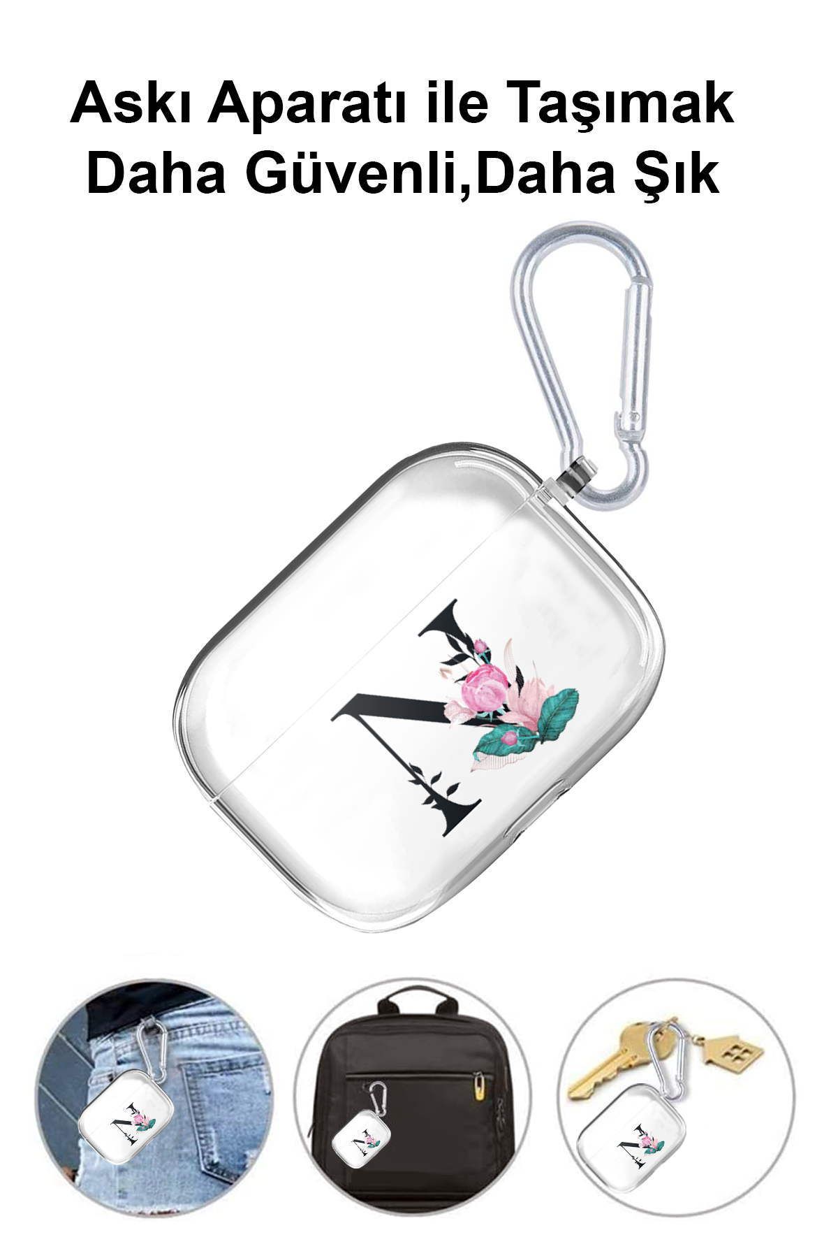 PrintiFy-Transparent Silicone Case with Letter Design Compatible with Airpods Pro - N 3
