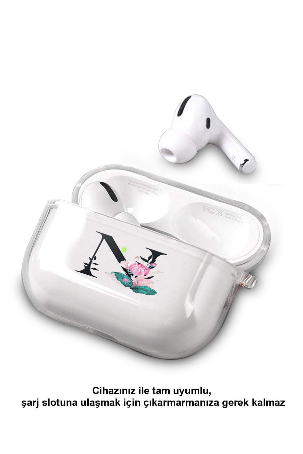 PrintiFy-Transparent Silicone Case with Letter Design Compatible with Airpods Pro - N 4