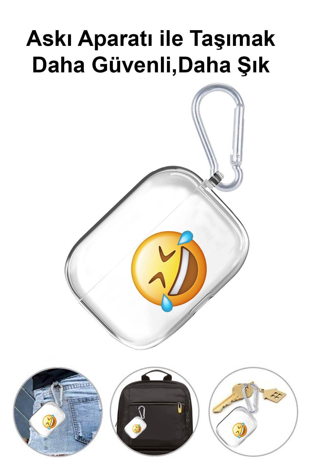PrintiFy-Transparent Silicone Case with Emoji Design Compatible with Apple Airpods Pro 2 - C 3