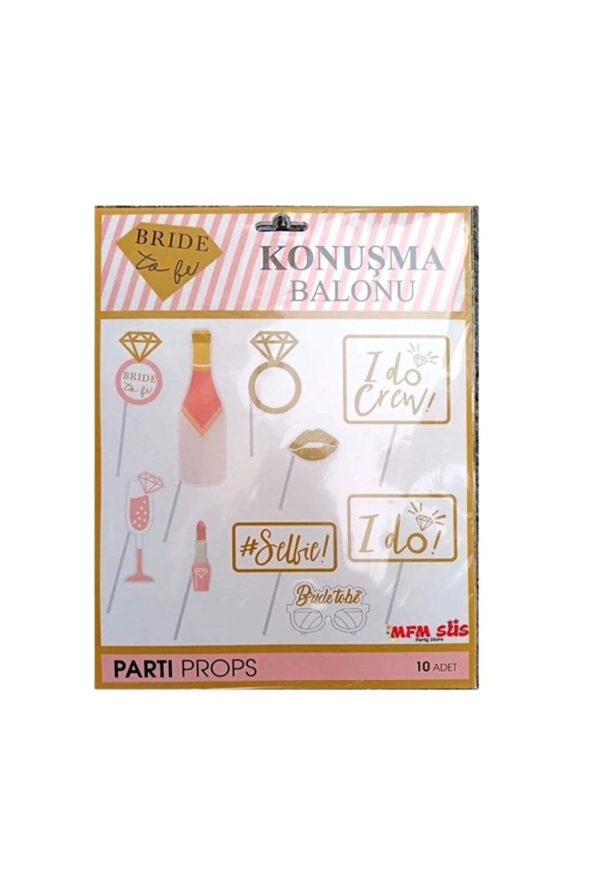 FUNİ PARTİ MALZEMELERİ BRIDE TO BE KONUŞMA BALONU SETİ 10 LU