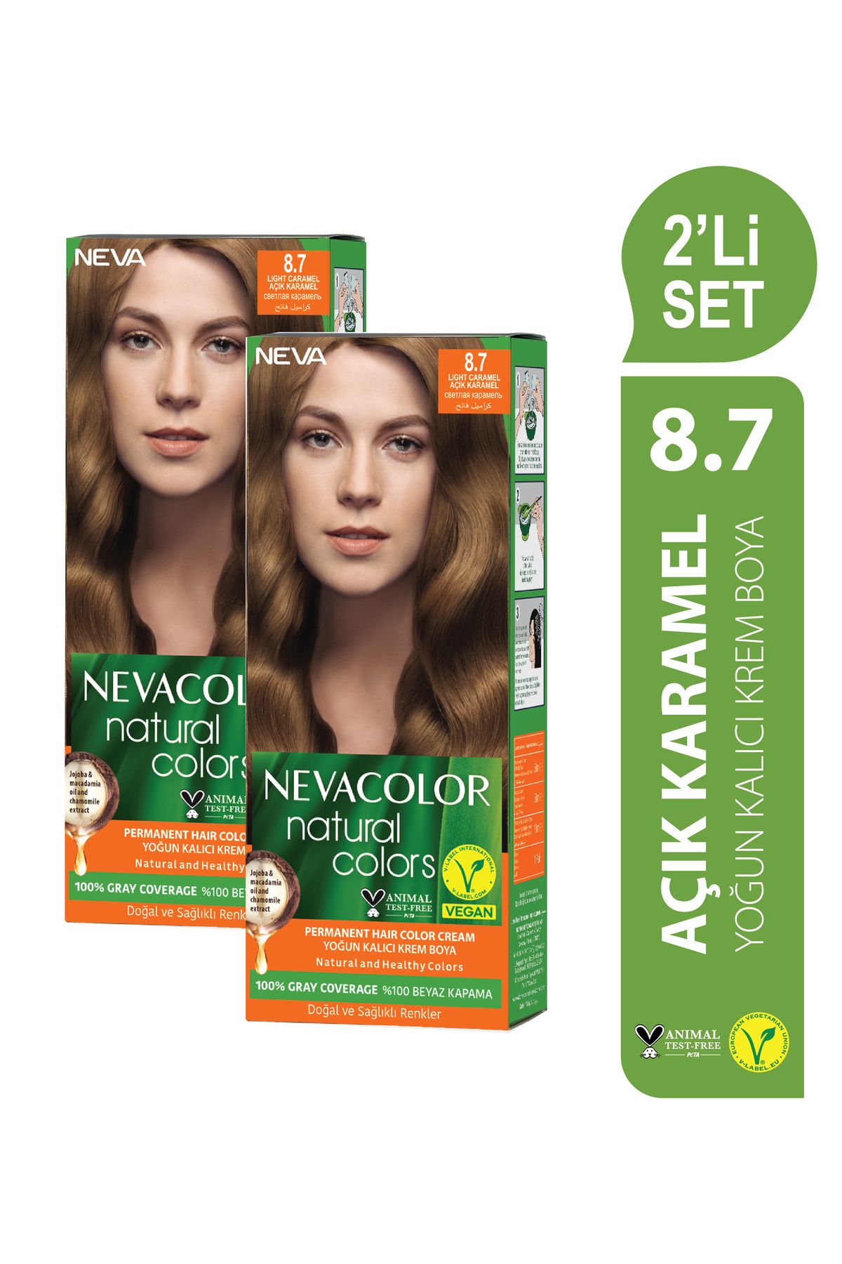 Neva Color Natural Colors НАБОР 2 шт. 8,7 Набор перманентных крем-красок для волос LIGHT CARAMEL OTR052 NATURAL 8,7