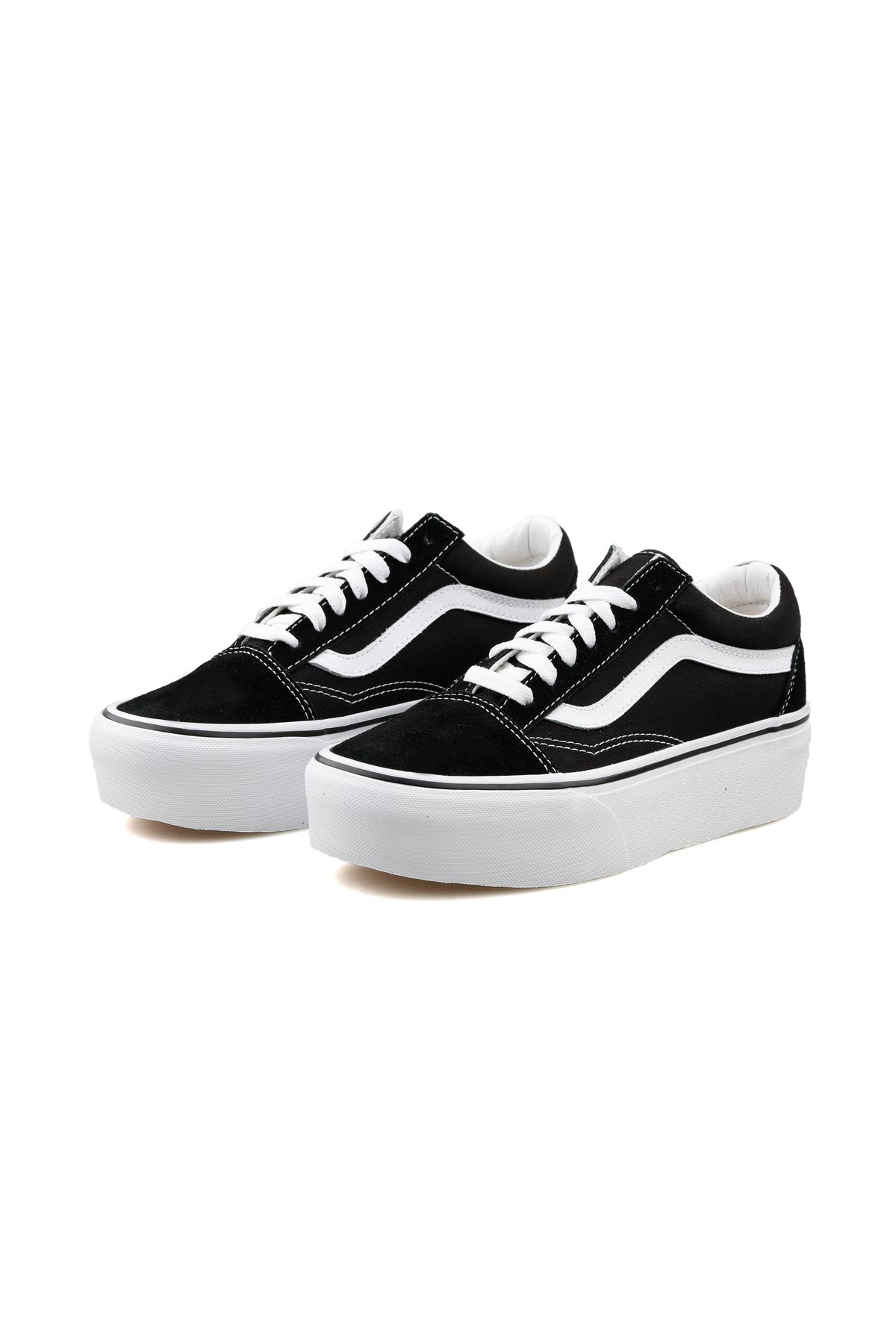 Vans-Ua Old Skool Stackform Pantofi casual pentru femei cu toc înalt, pantofi negru 4