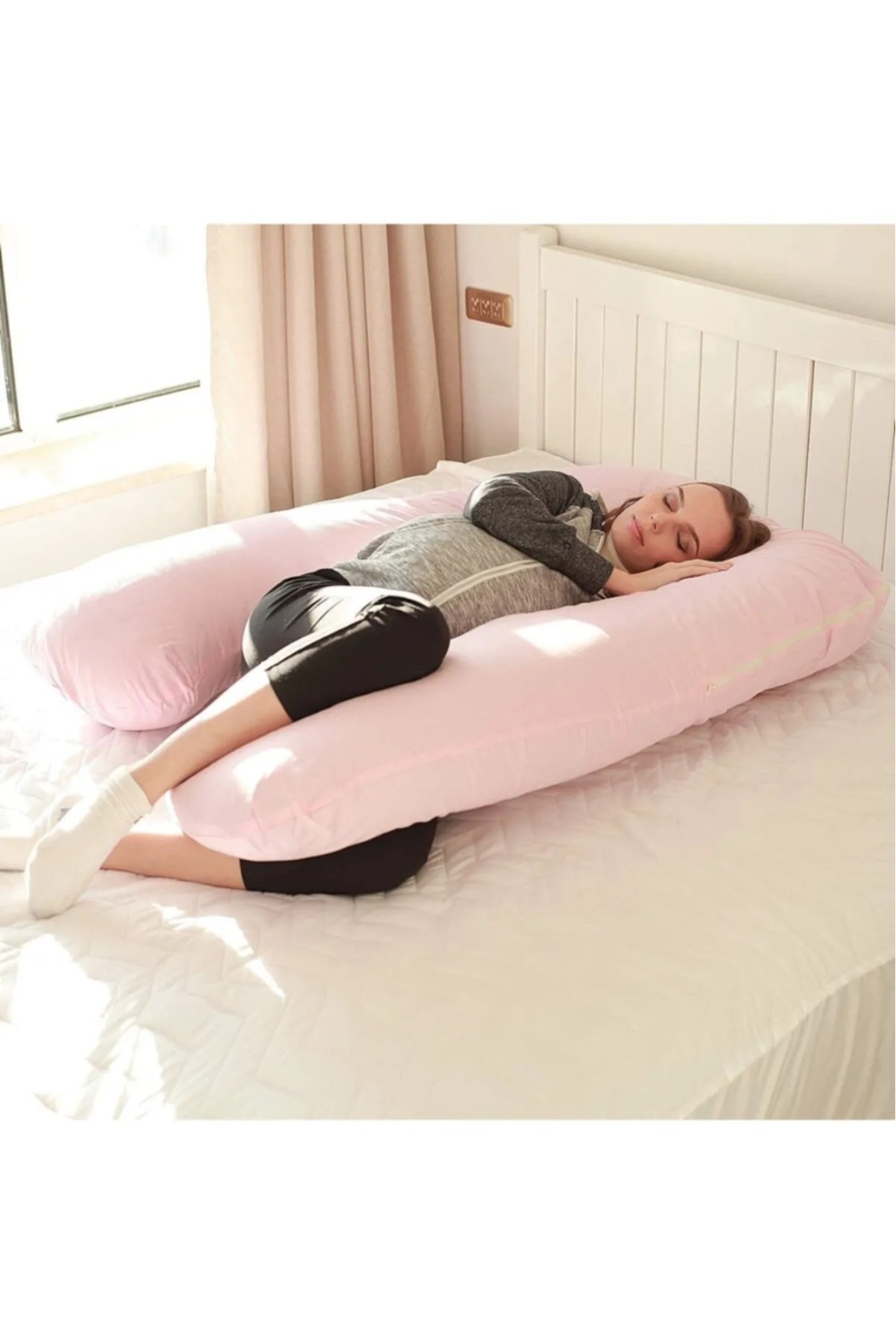 BE ACTİVE Hamile Yastığı 5 Bölge Destekli Hamile Destek Yastığı Emzirme Yastığı Fermuarlı Astarlı Pembe Renk fotoğrafı 3 (önizleme)