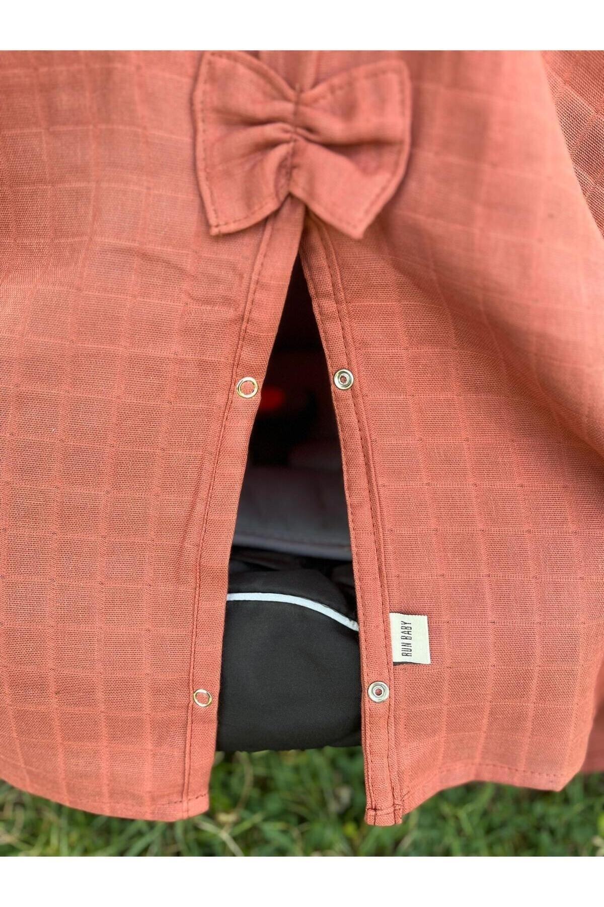 runbaby Run Baby Müslin Kumaş çıt Çıtlı Puset Örtüsü (KİREMİT) 75x100cm fotoğrafı 6 (önizleme)