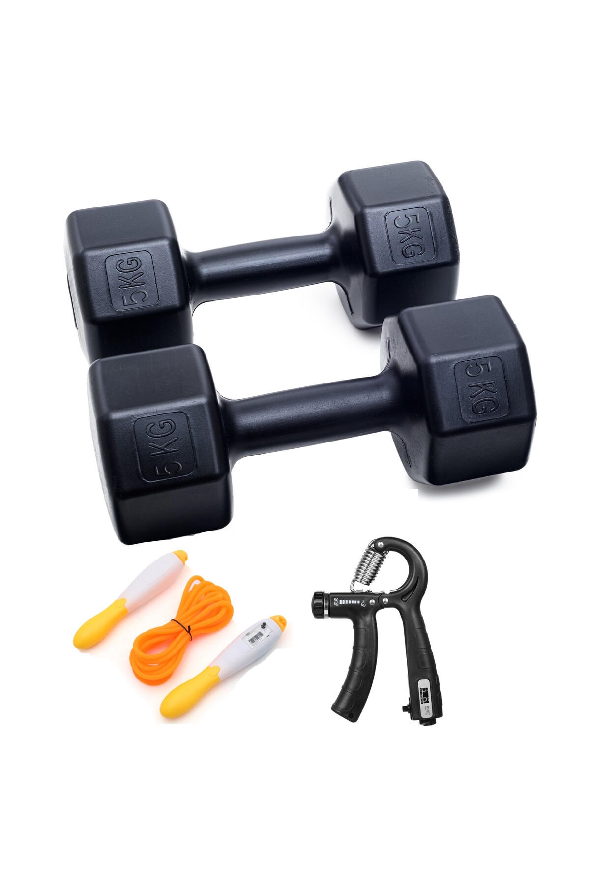 Besinistanbul 5 KG DAMBIL X 2 ADET  = 10 KG + SAYAÇLI AYARLANABİLİR EL YAYI + SAYAÇLI ATLAMA İPİ