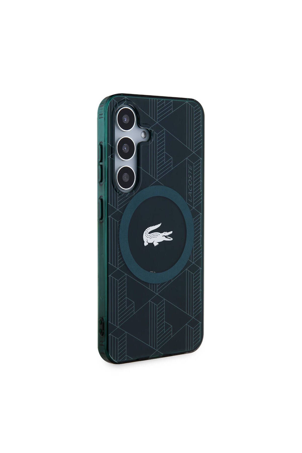 کاور و قاب سبز Galaxy S24 سازگار مورد مجوز MAGSAFE DOUNLE LYER CROCODILE MONOGRAM تیره GREEN Lacoste