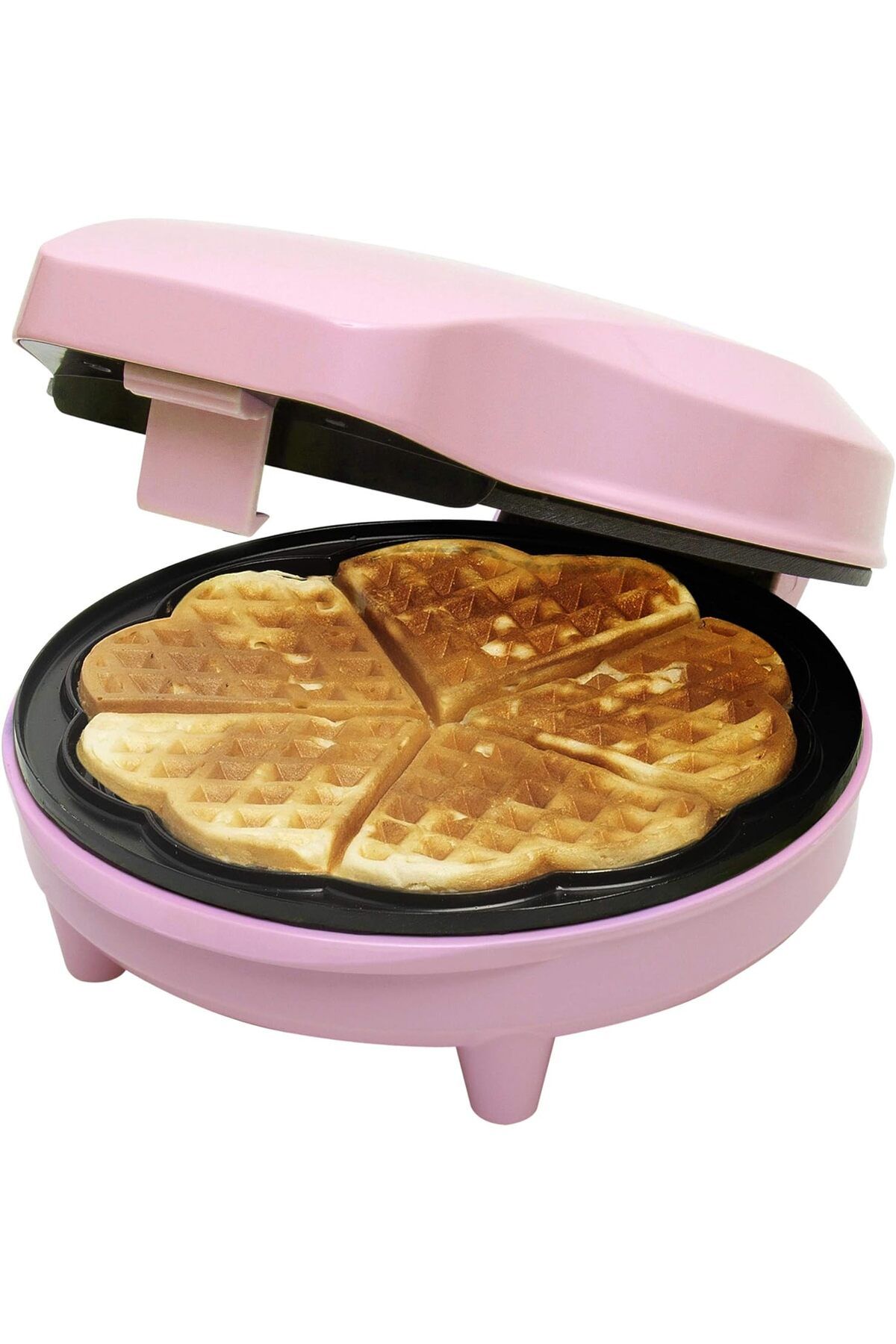 bestron Kalp Şeklinde Waffle'lar için Yapışmaz Kaplamalı Waffle Makinesi, Retro Tasarım