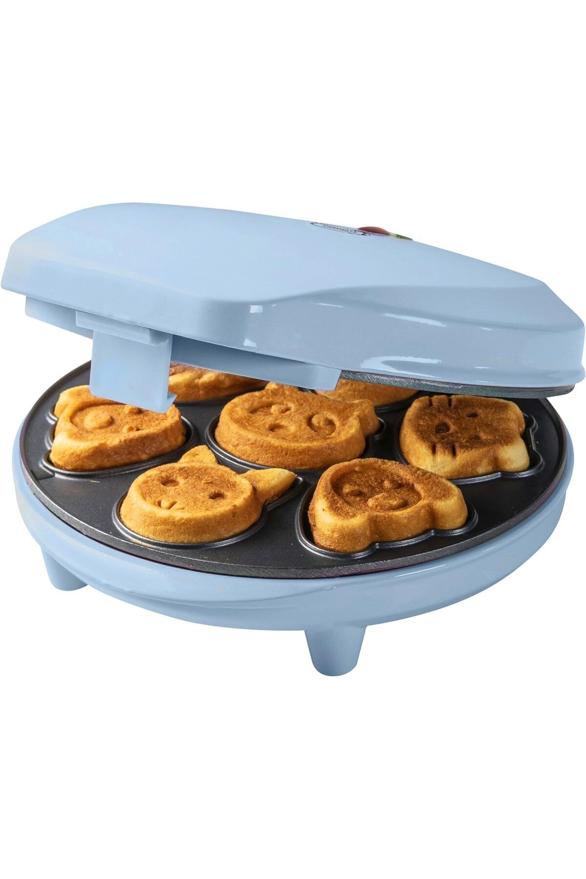 bestron Mini kurabiye makinesi hayvan motifli, Mini waffle kalıbı, pişirme göstergeli ve yapışmaz kaplamalı