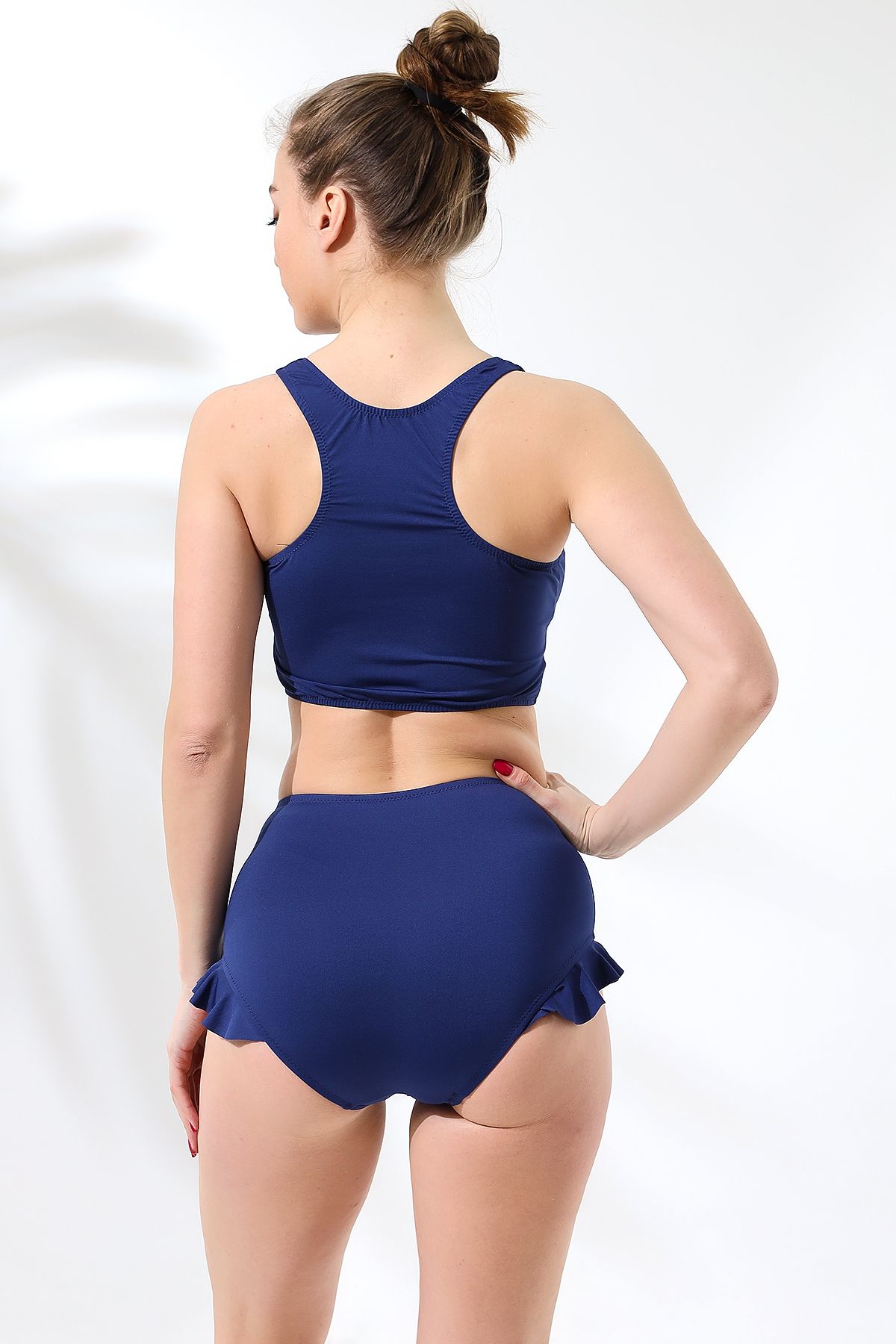 aykum-Badi-Bikini-Set mit hoher Taille, Rüschenunterteil und Futter 4