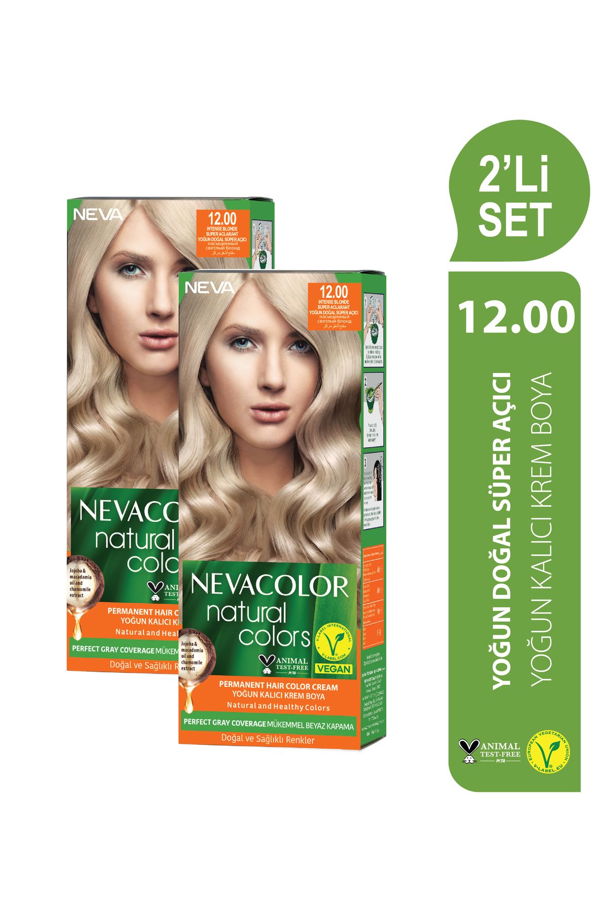 Neva Color Natural Colors НАБОР 2 шт. 12,00 INTENSIVE NATURAL SUPER LIGHTENER Набор перманентных крем-красок для волос OTR052 NATURAL 12,00