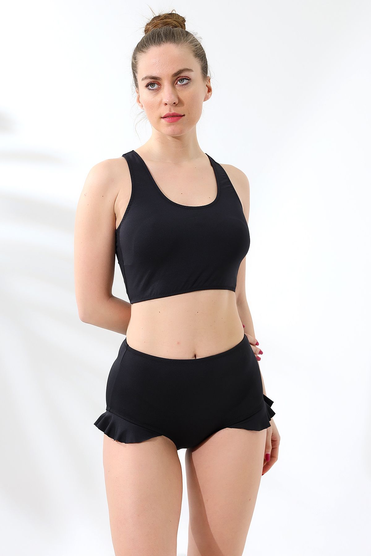 aykum-High Waist Badi Bikini Set with Ruffle Bottom and Lining 2