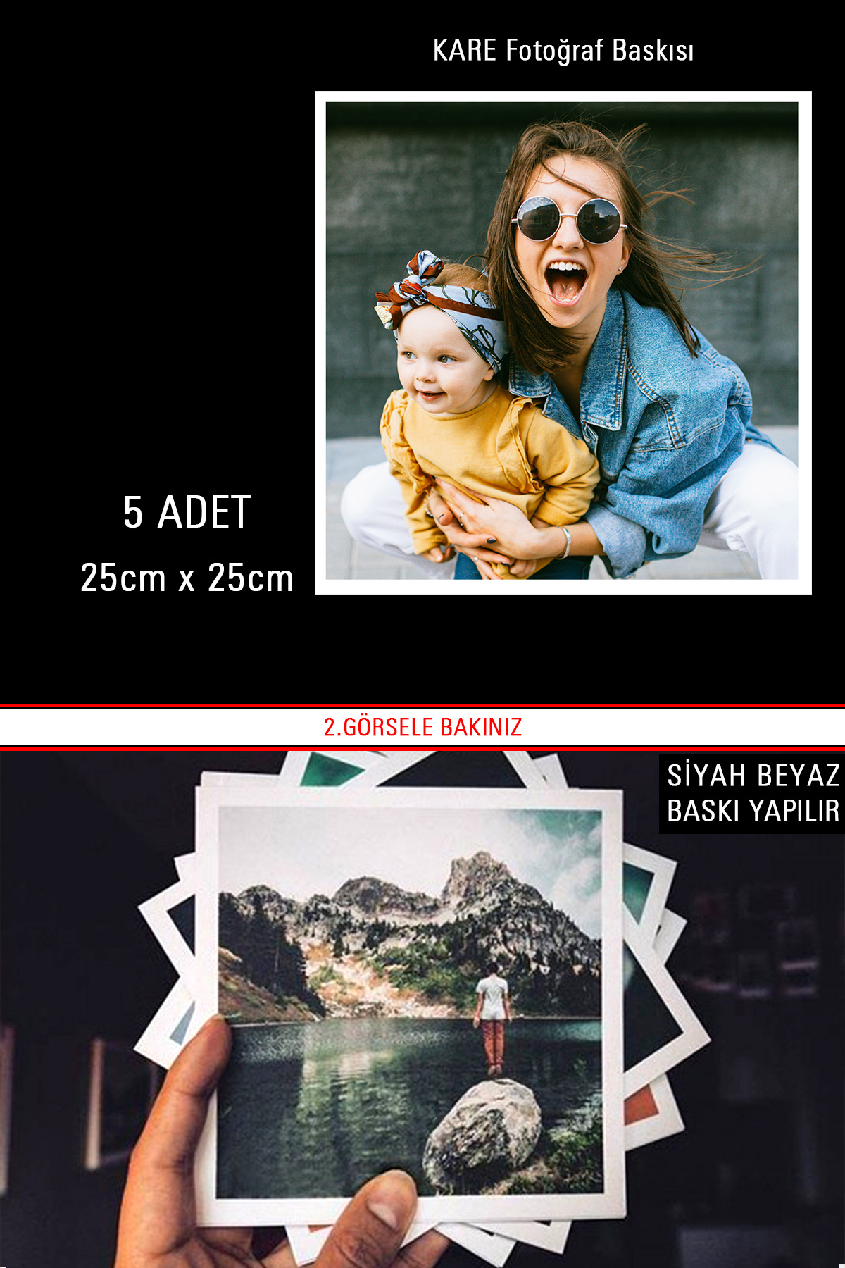 bymat 5 ADET 25X25 FOTO BASKI - KARE FOTOĞRAF BASKI