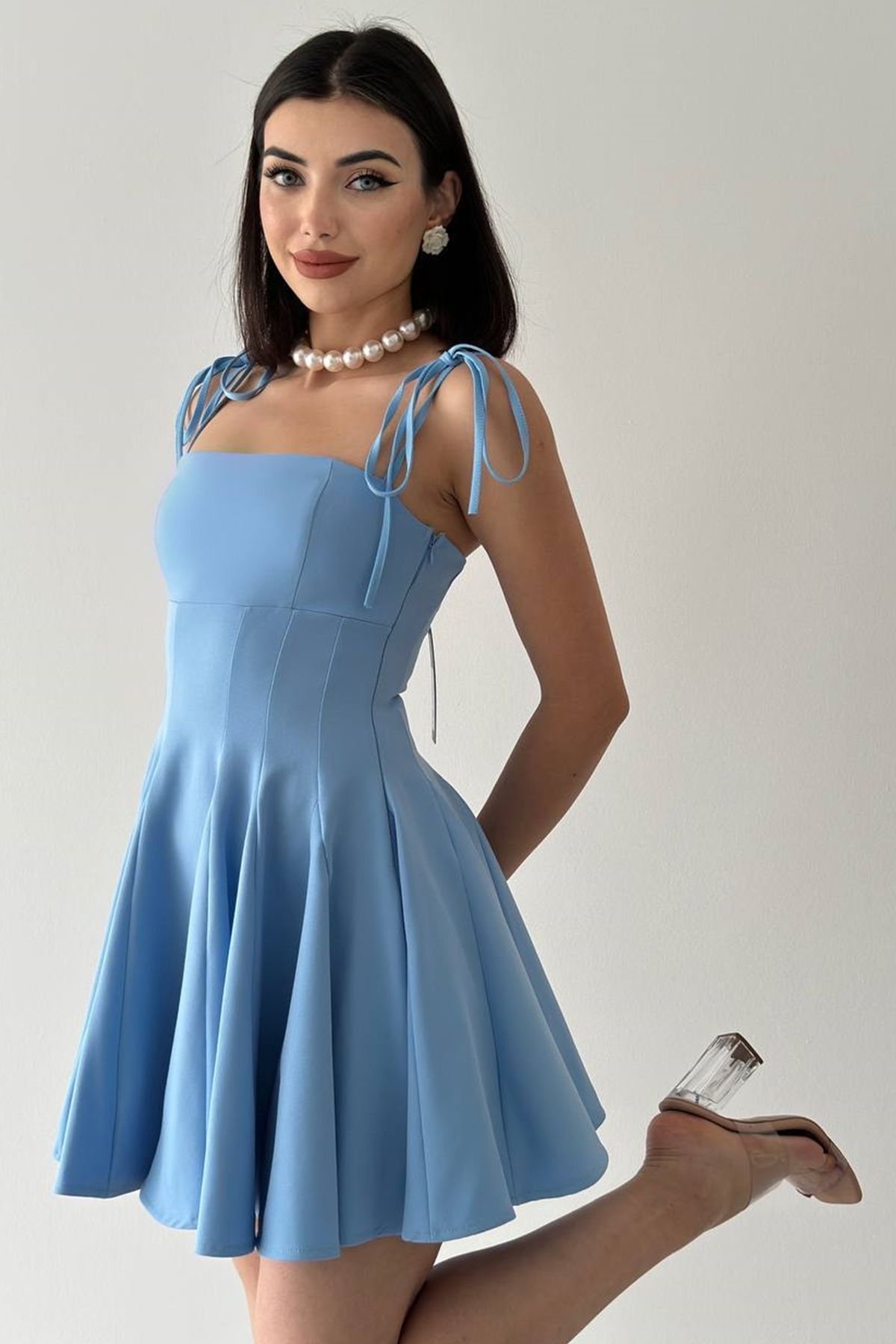 lovebox-Φόρεμα αποφοίτησης Baby Blue Atlas Fabric Strappy Princess Cut με λεπτομέρεια Collet 164 5