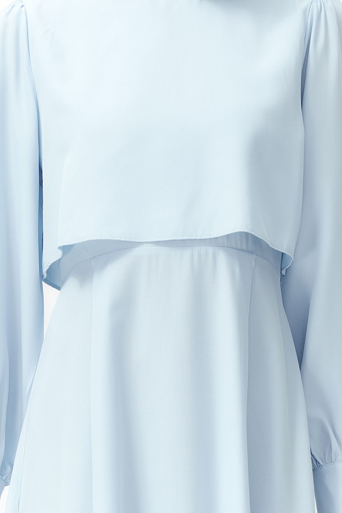 Trendyol Modest-Hellblaues, detailliertes, gewebtes Kleid von Aller TCTSS24EB00190 4