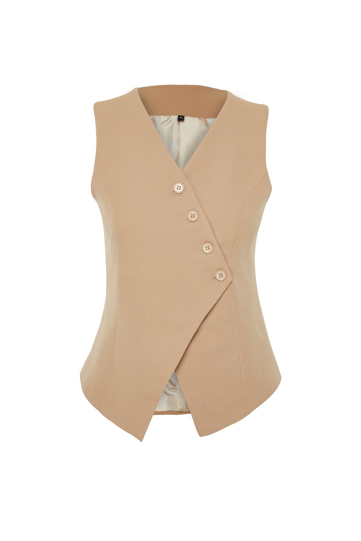 Trendyol Collection-Mink Regular Buttoned Woven Vest TWOSS24YE00007 7