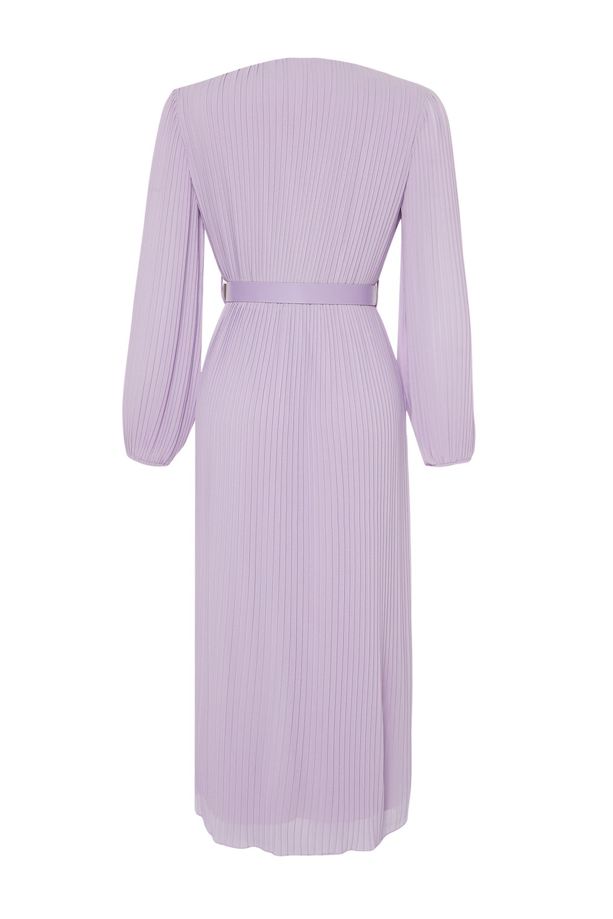 Trendyol Collection-Lila A-Linien-Maxikleid aus gewebtem Chiffon mit Plissierung und Futter, mit Gürtel TWOAW24EL00471 8