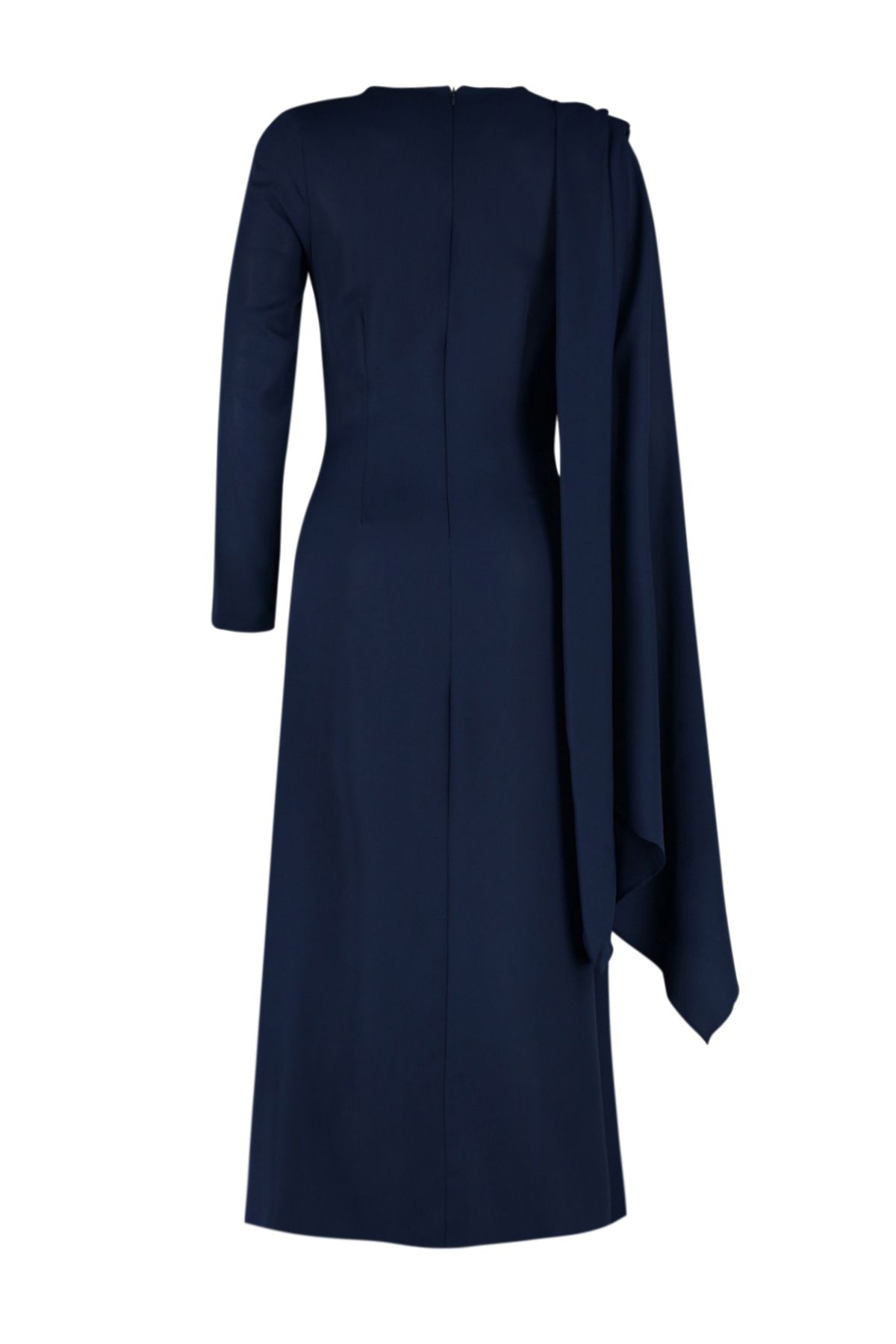 Trendyol Modest-Marineblaues, ungefüttertes Abendkleid mit Wickeldetail TCTSS24DB00036 8